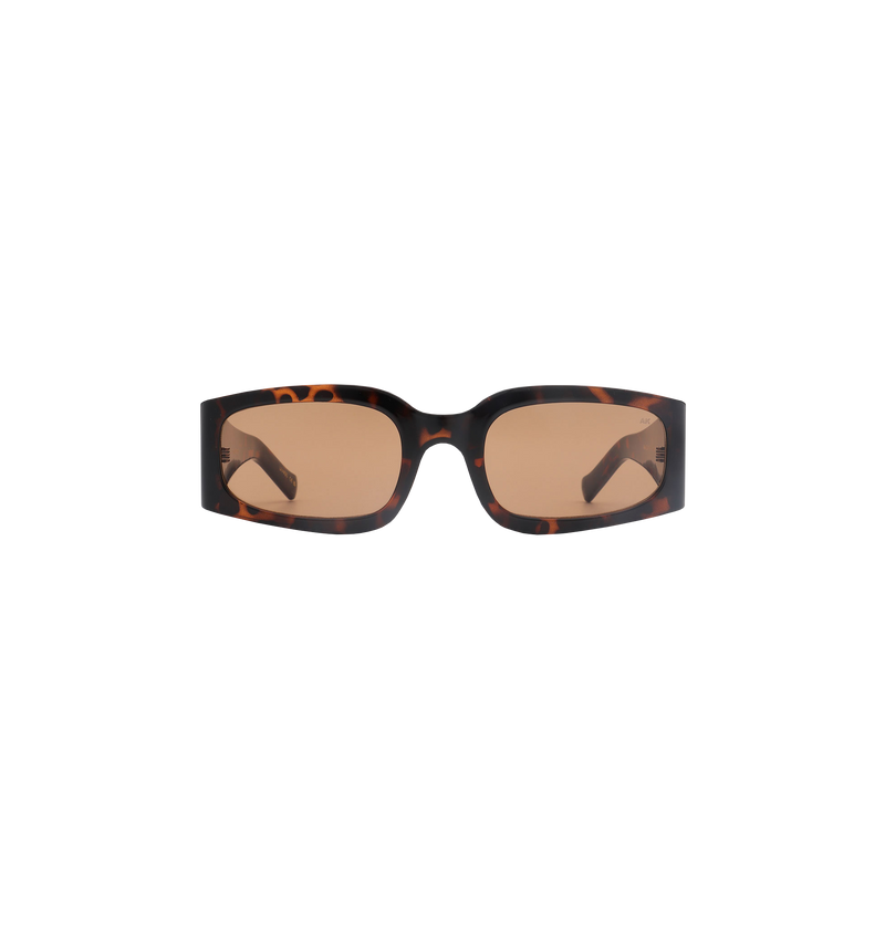 ALEX SUNGLASS DEMI TORTOISE | Narrow but oversized, the Alex sunglass is a modern, statement shape.