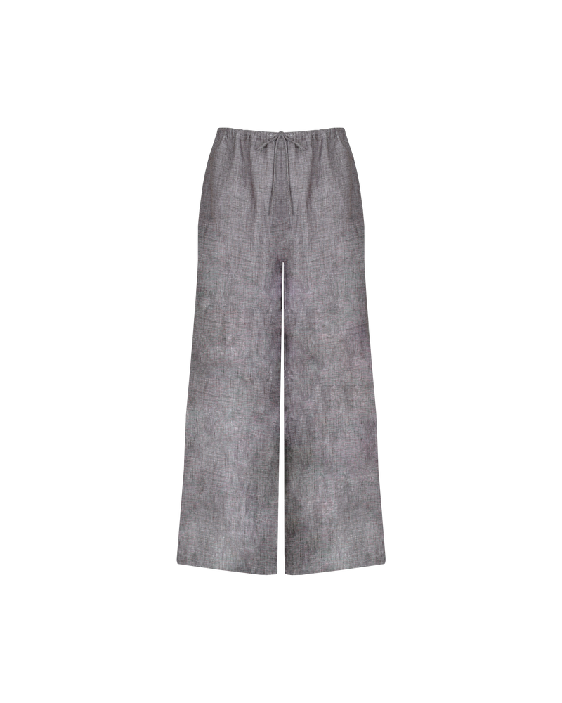 ANDIE LINEN PANT BROWN | Palazzo style elastic waist pants with a tie, in a lightweight linen. These pants are high waisted, uncomplicated, and classically cool.