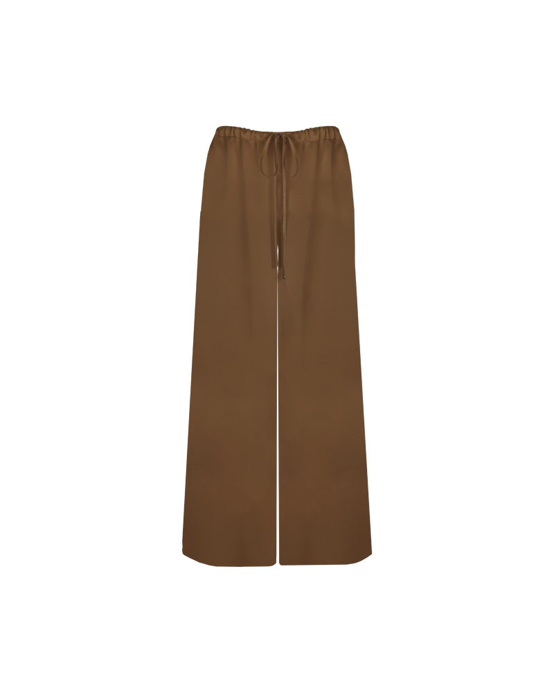ANDIE SATIN PANT BRONZE | 
Palazzo style pants with an elastic waist band & tie, in a luxurious bronze satin. These pants are high waisted, uncomplicated and classically cool.
