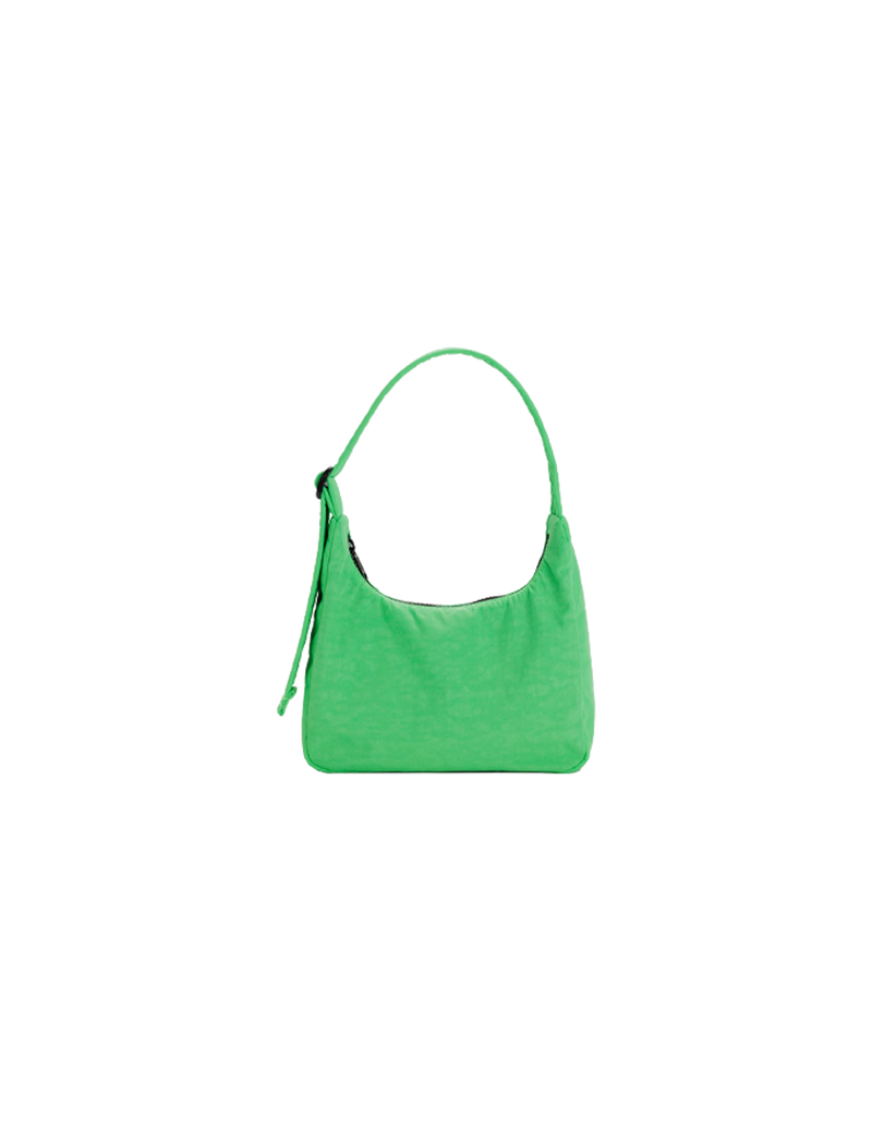 MINI NYLON SHOULDER BAG ALOE GREEN | A mini nylon shoulder bag. Slightly slouchy, slightly structured. Complete with an interior pocket so everything has a place.