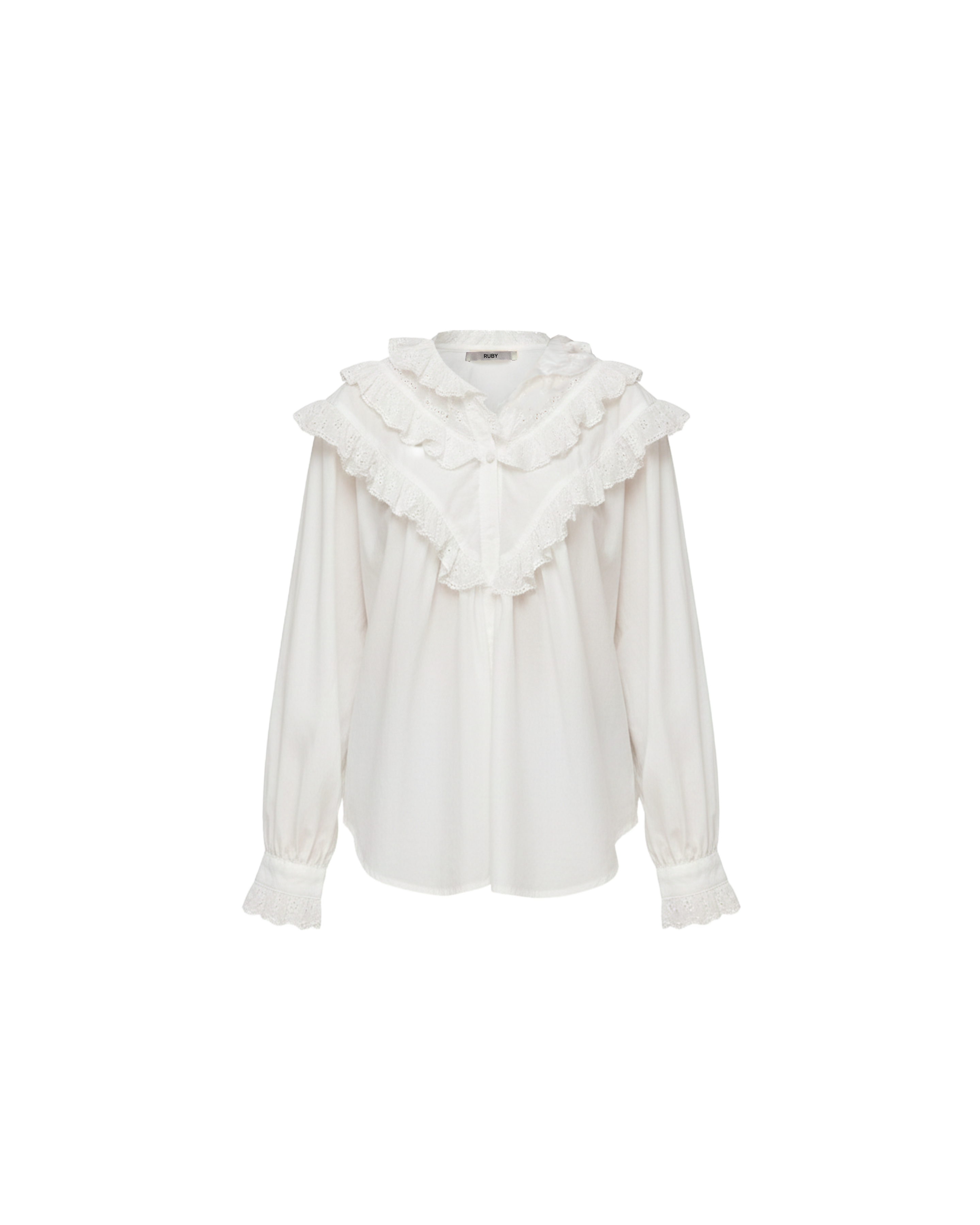 BLANCA RUFFLE BLOUSE WHITE | RUBY