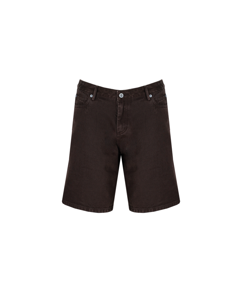 BLINK DENIM SHORT BROWN | Vintage inspired low waisted short designed in a brown mid-weight cotton denim. Sitting slightly A-line, this piece offers a longer length & relaxed fit.