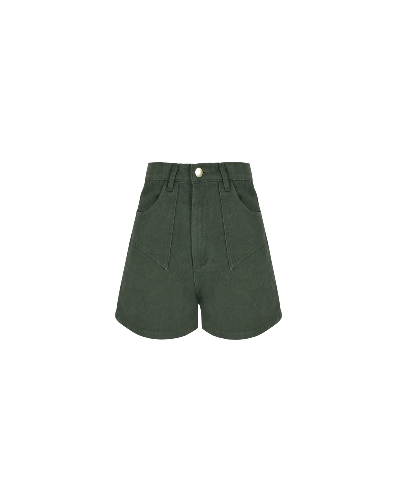 CLOVER DENIM SHORT KHAKI | Our classic highwaisted denim short in khaki, made in a soft washed denim, ready for easy strides and warm weather. It isn't Rubette summer without the Clover Short.