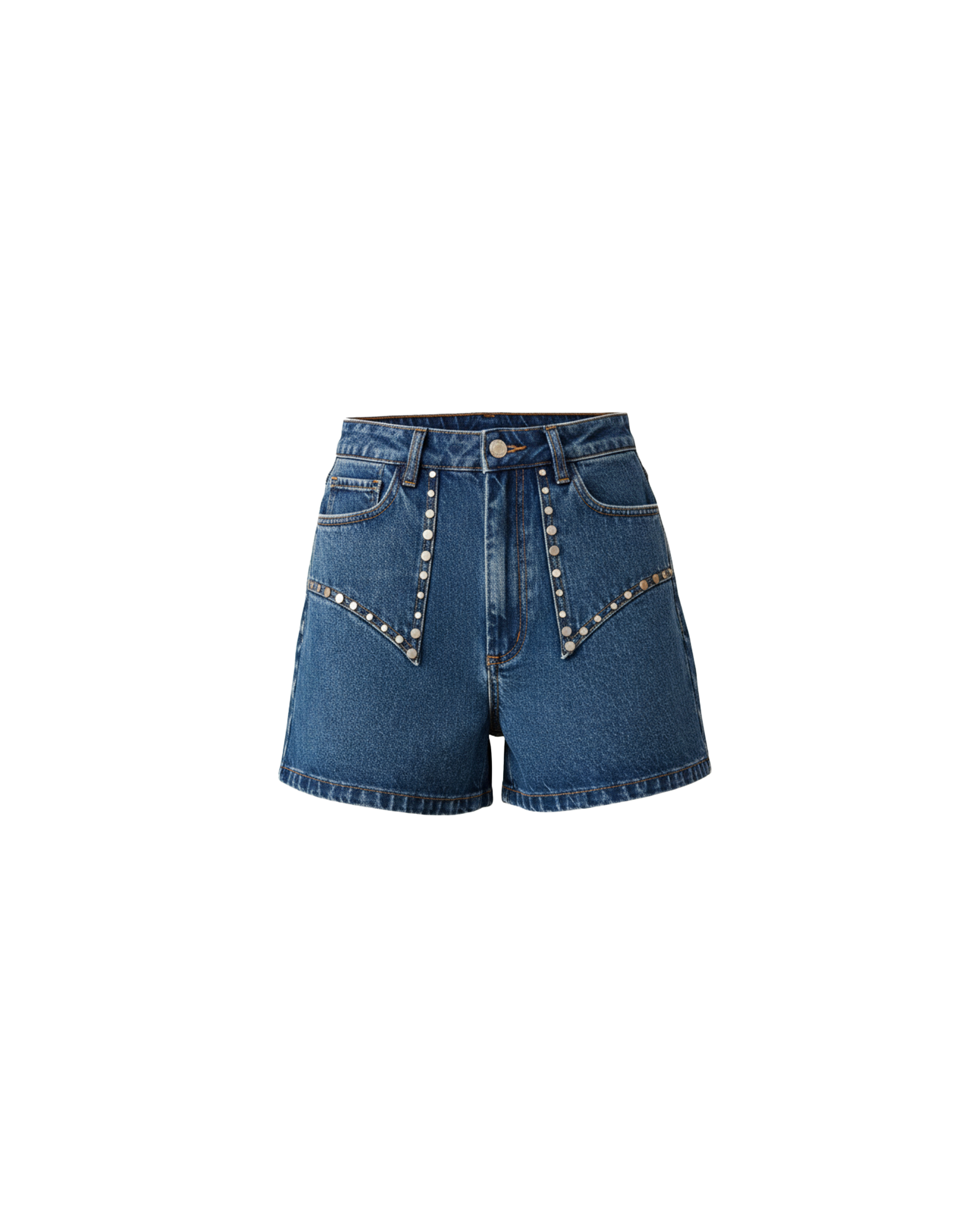 CLOVER STUDDED DENIM SHORT INDIGO | RUBY