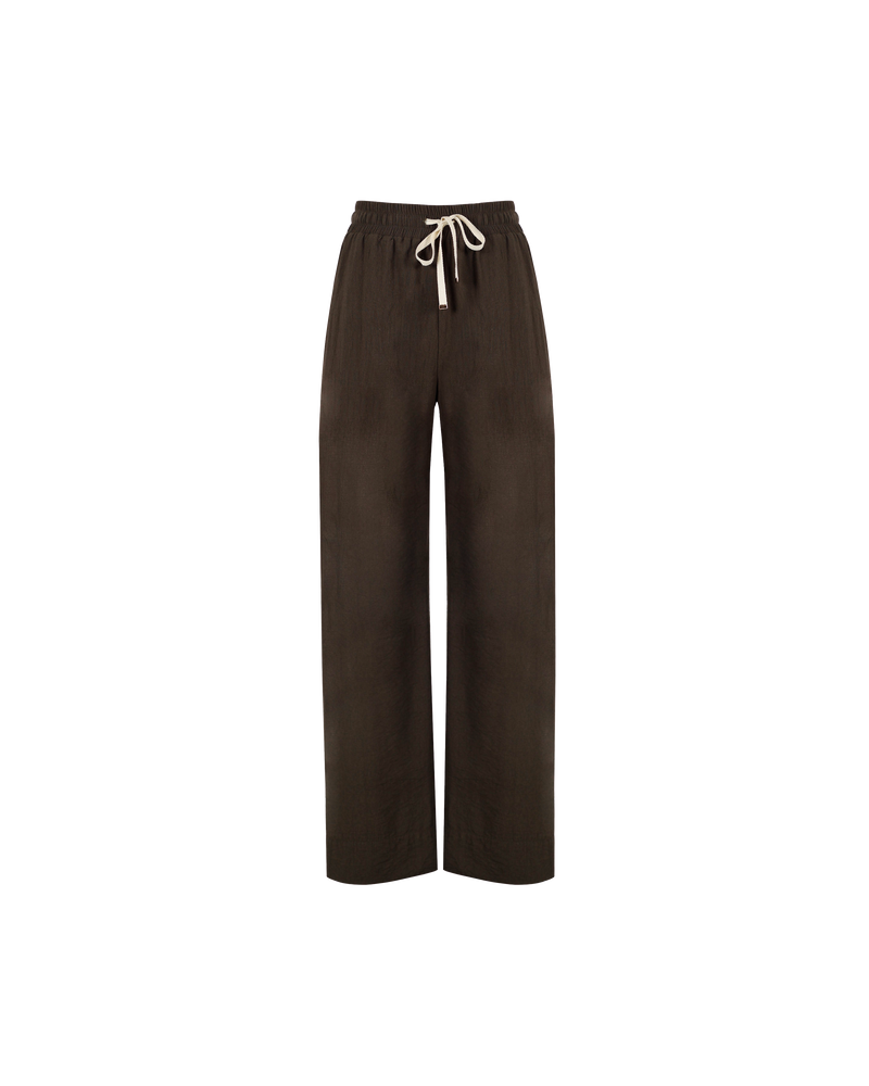 CORVETTE TROUSER TALL DARK BROWN | Sporty, high-waisted pant with a wide leg silhouette. An all-time RUBY favourite in a dark brown colourway and new tall length.