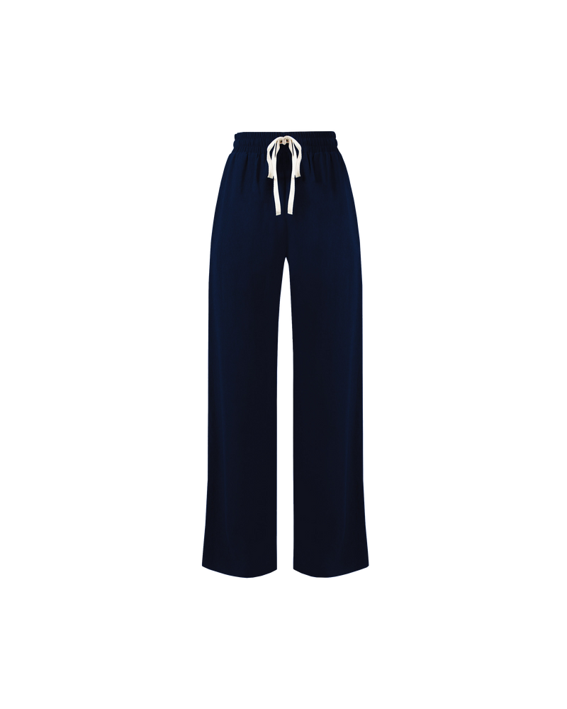 CORVETTE TROUSER TALL NAVY | Sporty, high-waisted pant with a wide leg silhouette. An all-time RUBY favourite in a classic navy colourway and new tall length.
