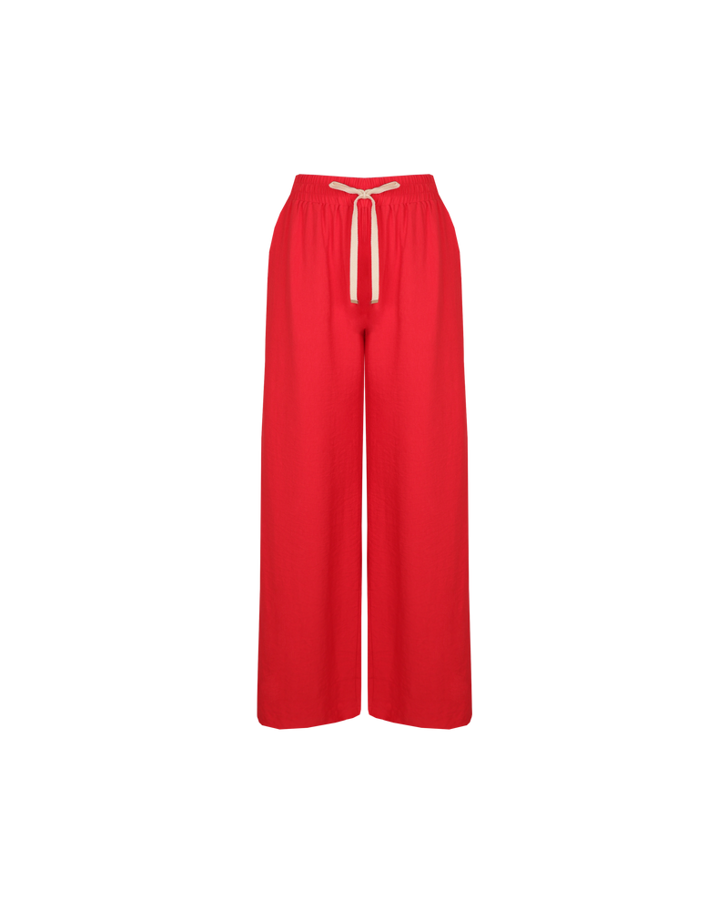 CORVETTE TROUSER PETITE RED | Sporty, high-waisted pant with a wide leg silhouette in a petite length. An all-time RUBY favourite.
