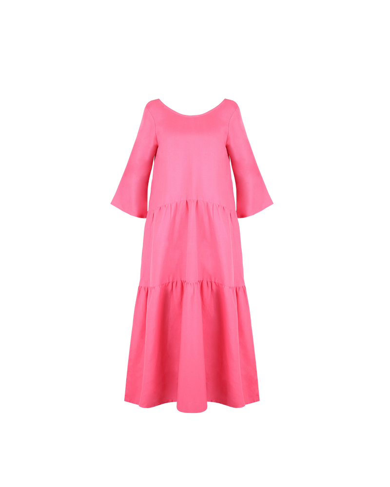 EROS MAXI DRESS PANSY | Full length loose fitting dress with slightly fluted elbow length sleeves and gathered panels on the skirt to create more fullness. This dress is reversible and can be worn with...
