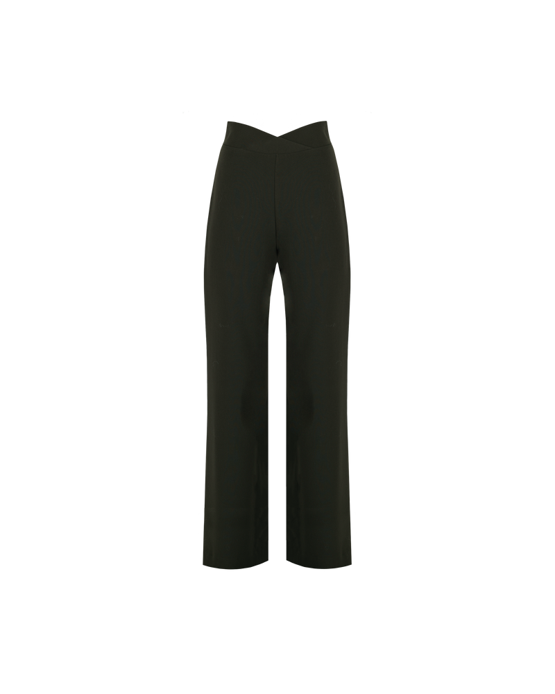 FRANKA PANT OLIVE | High waisted wide leg pant with a crossover waistband in a new olive colour. The waistband is thick and fits closely to the form, while our new suiting fabric creates structure in...