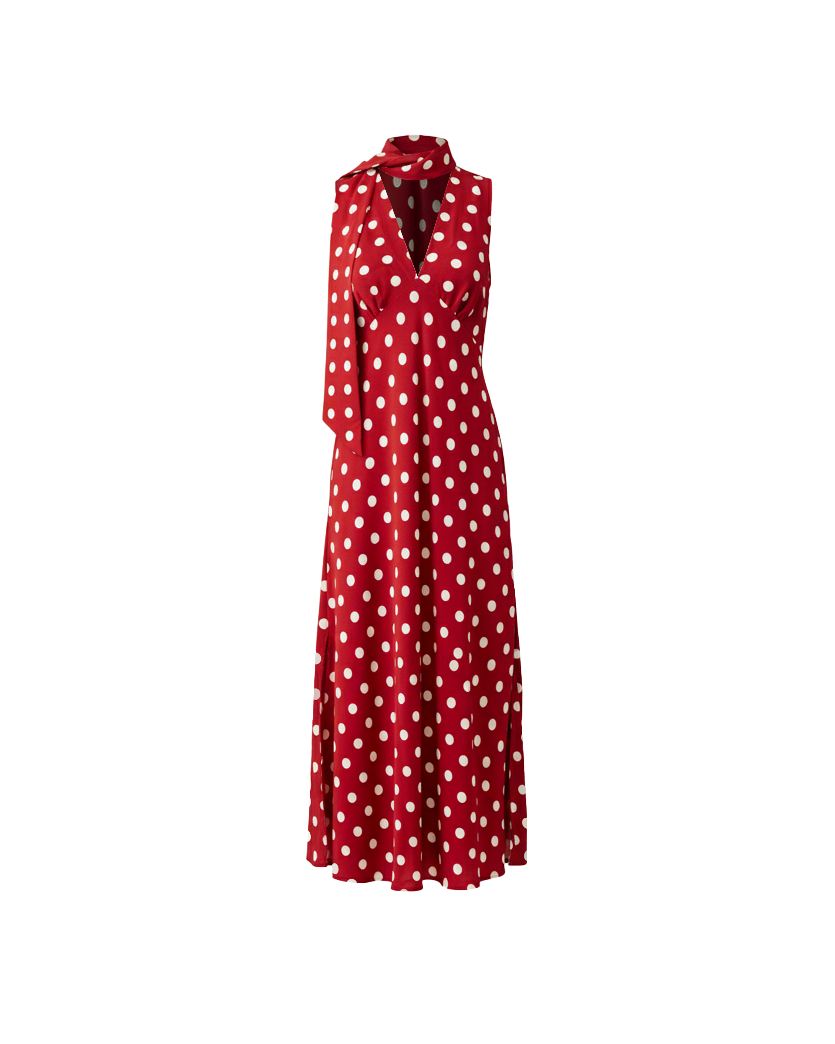 GLORIA SLEEVELESS MAXI DRESS GARNET POLKA DOT