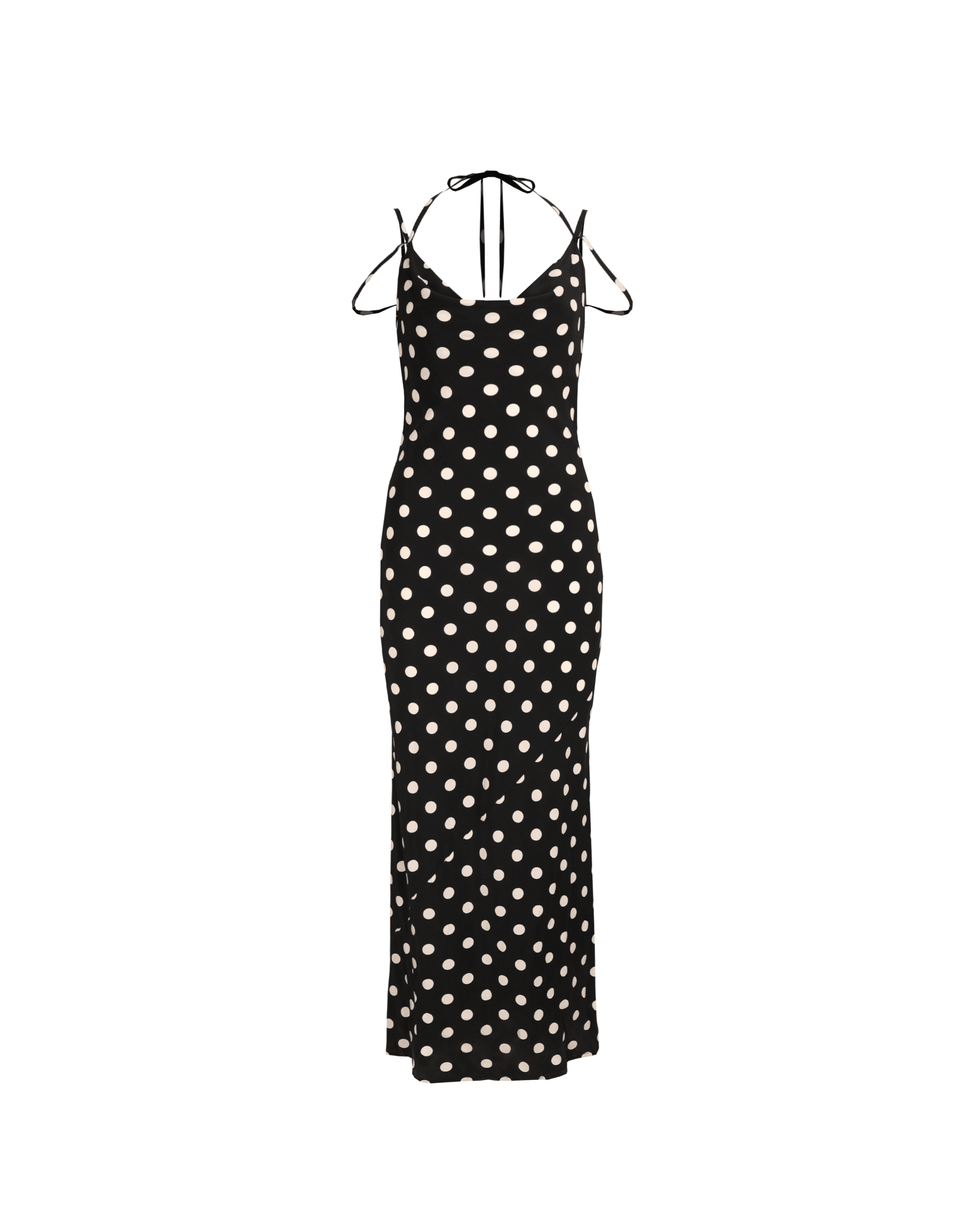 knee length dresses for ladies Shop Otherworldly Chocolate Polka Dot Satin Bias Slip Midi Dress main image 1
