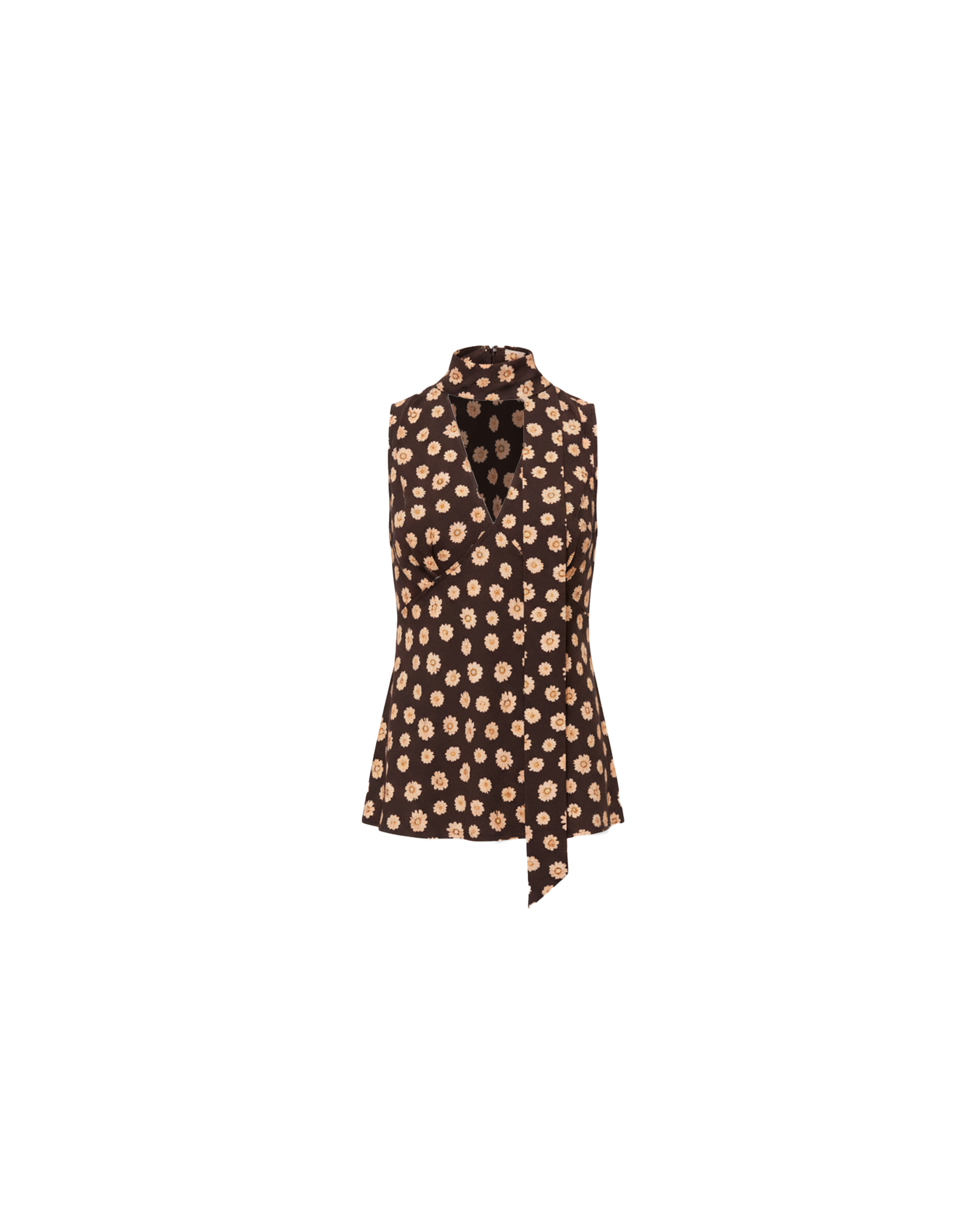 GLORIA SLEEVELESS TOP BROWN DITZY | RUBY