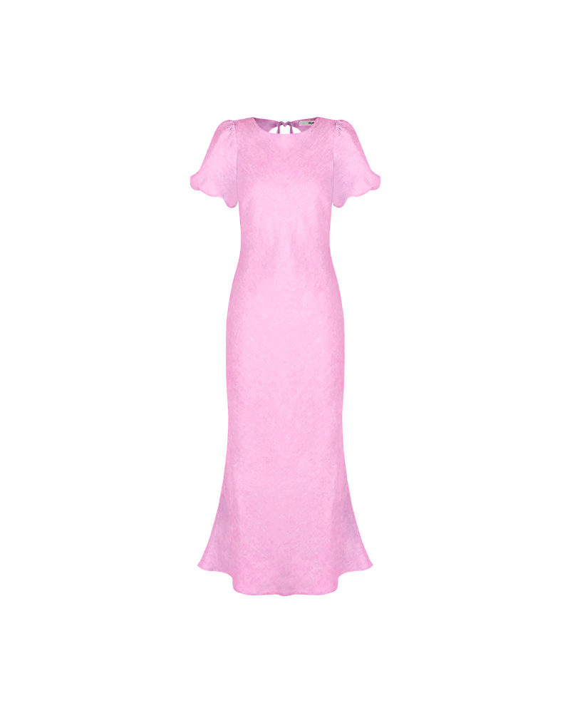 KOS LINEN DRESS PINK | An update on a much loved Rubette favourite, the Kos Linen Dress is a bias cut dress with a subtle puff sleeve and cut out back. Cut from a soft...