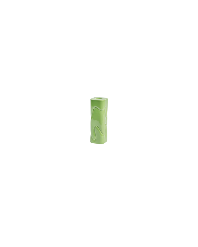 PUFFY CANDLE HOLDER GREEN | Green rectangle candle holder designed in a 'puffy' wavy texture. Adds a pop of colour to any interior and is sturdy to ensure your candle is secure whilst burning.