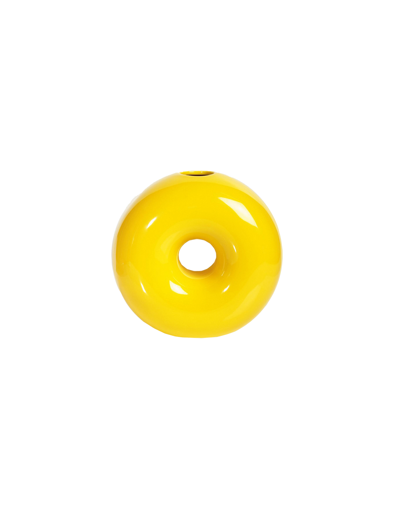 VASE TORUS YELLOW | Create a contemporary tablescape using this brightly coloured vase. Fill with eye-catching flowers inside as the perfect finishing touch.