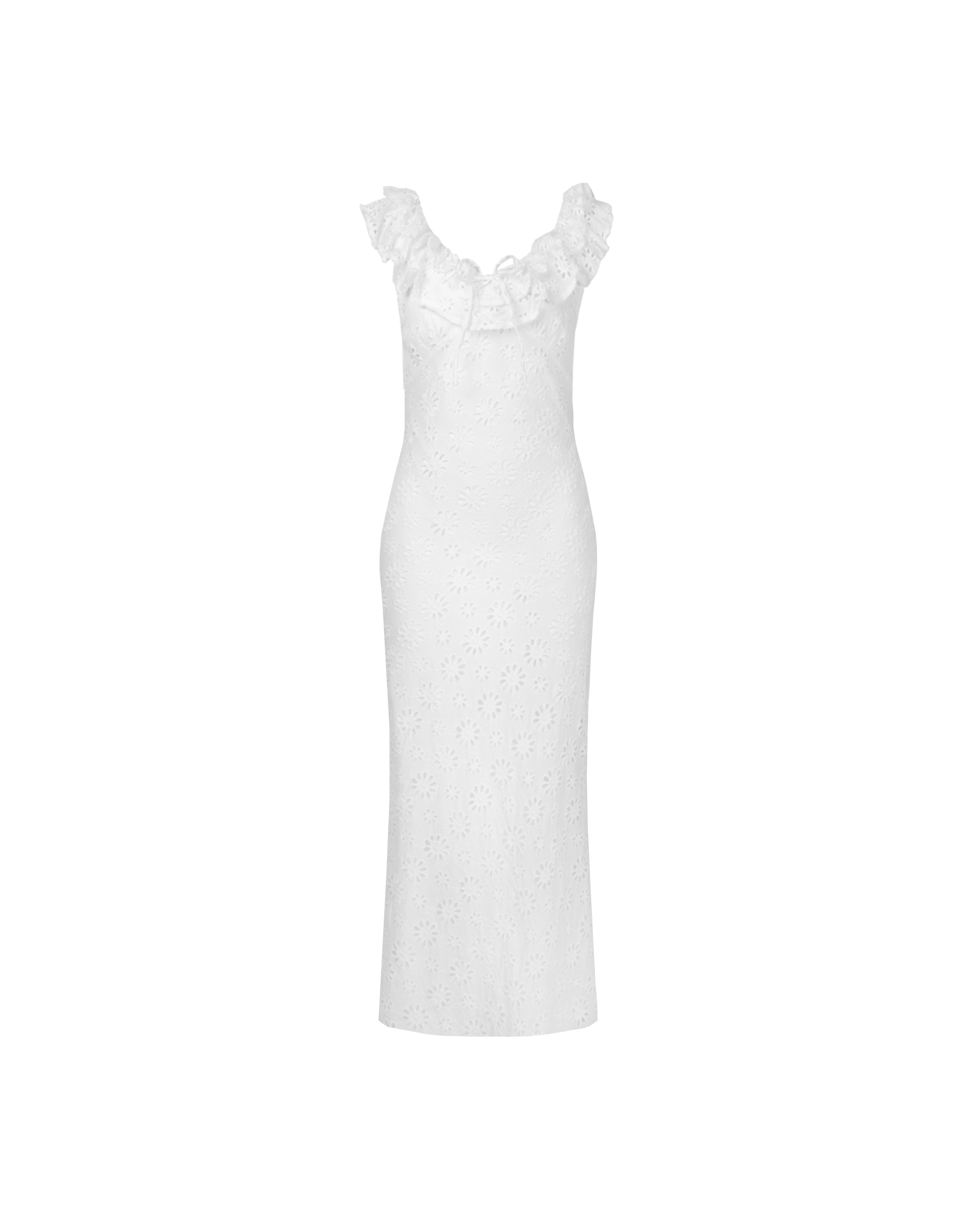 LEONIE RUFFLE DRESS WHITE | RUBY