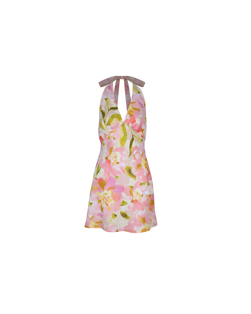 MORGAN LINEN MINI DRESS BALLET FLORAL | Halter mini dress designed in our RUBY Ballet Floral linen. Have fun with the styling of this piece by wearing it as a tunic-style top as well as a dress!