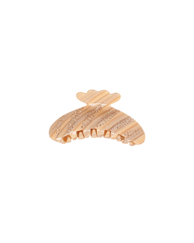WAVE SPARKLE HAIR CLAW NATURAL STRIPE | Natural striped hair claw with feature sparkle detailing, this is a staple accessory for summer - perfect for beach hair. Holds half a head of hair and is comfortable enough to...