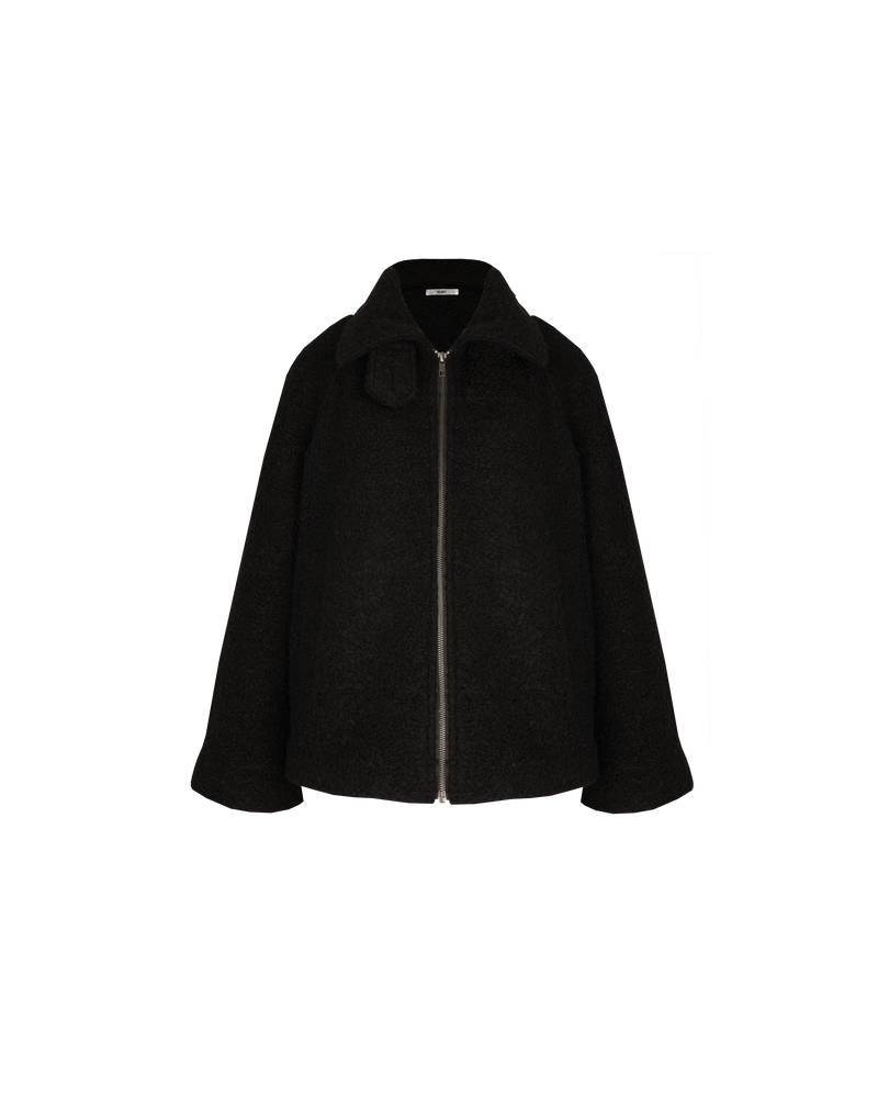 OSCAR JACKET BLACK | Boucle wool blend jacket with a high neck design and front zip. The luxurious fabric ensures warmth and comfort, while the high neck adds a touch of sophistication. Perfect for the...