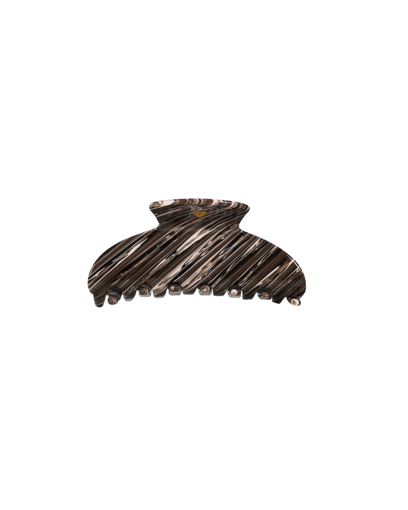 PALOMA HAIR CLAW BROWN STRIPE | Brown stripe hair claw, this is a staple accessory for summer - perfect for beach hair. Big enough to hold a full head of hair and comfortable enough to wear...