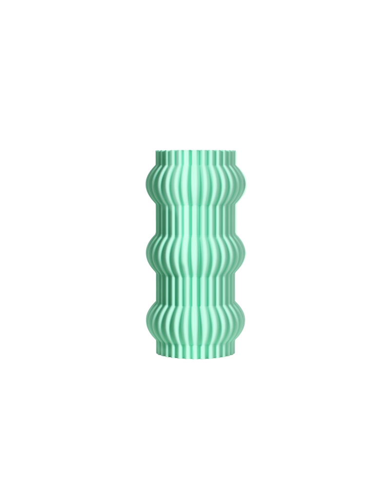 TRIPLE VASE OUT MINT | A mint green 3D printed vase made from fermented plant starches also known as PLA. This vase is not only functional but also better for the planet.