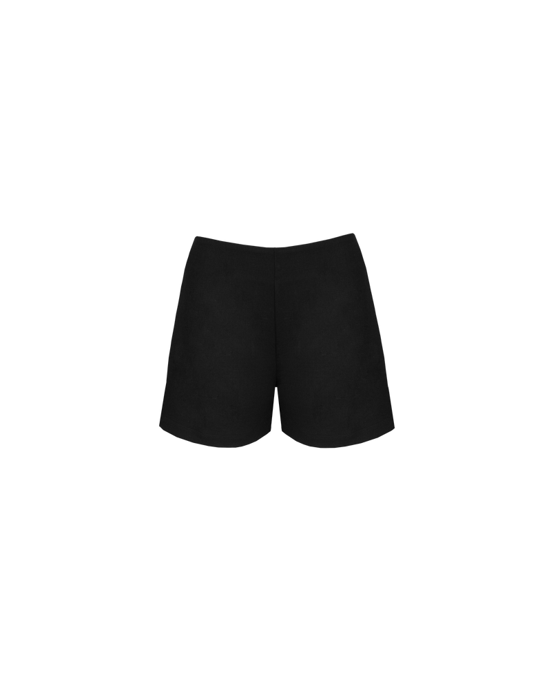 ROBIN SHORTIES BLACK | Suit-style mirco shorties, designed in light-weight twill fabric. These shorts sit high waisted with a facing finish, that creates a clean, no-waistband look. 