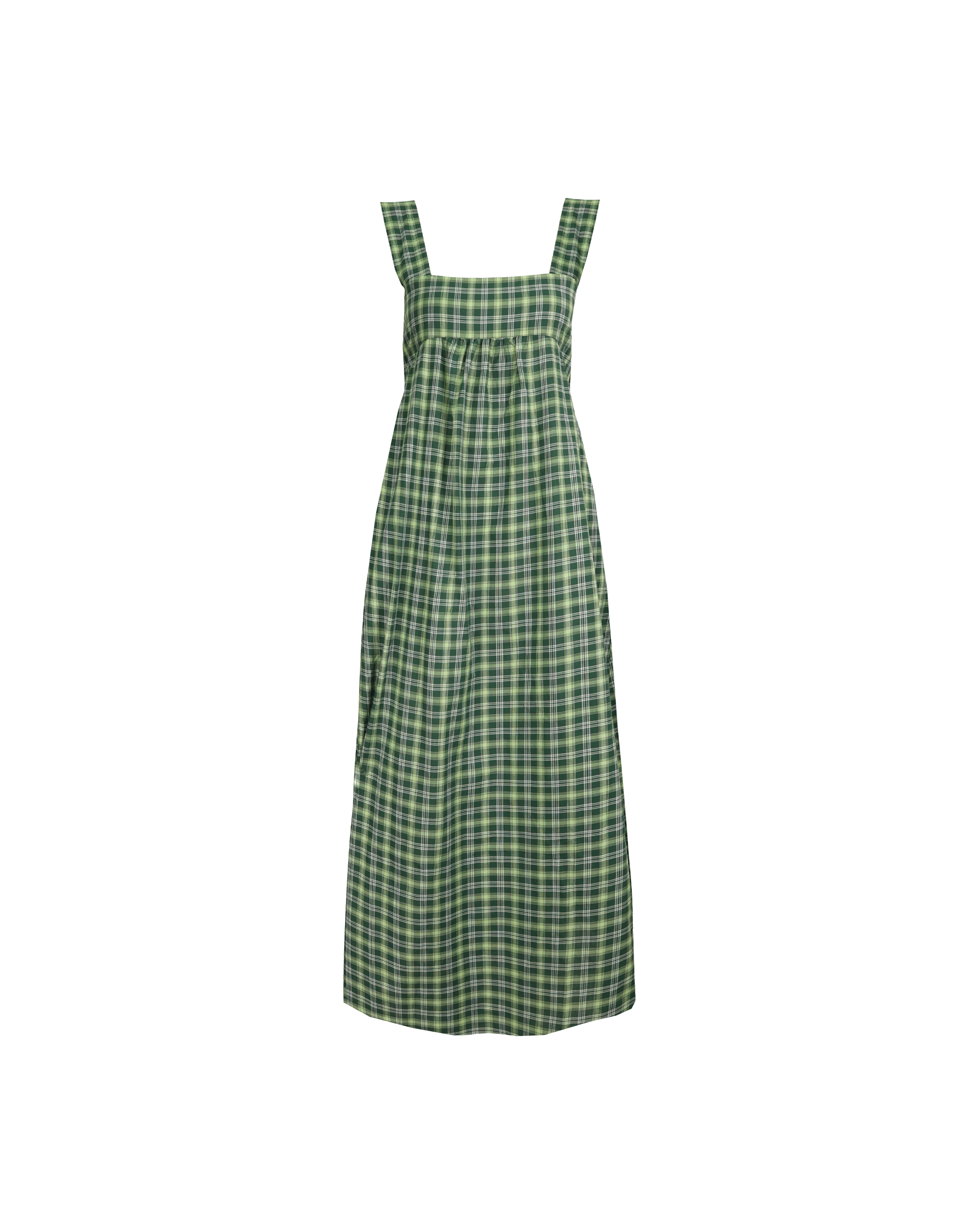 MARGIE TIE-BACK MAXI DRESS GREEN TARTAN