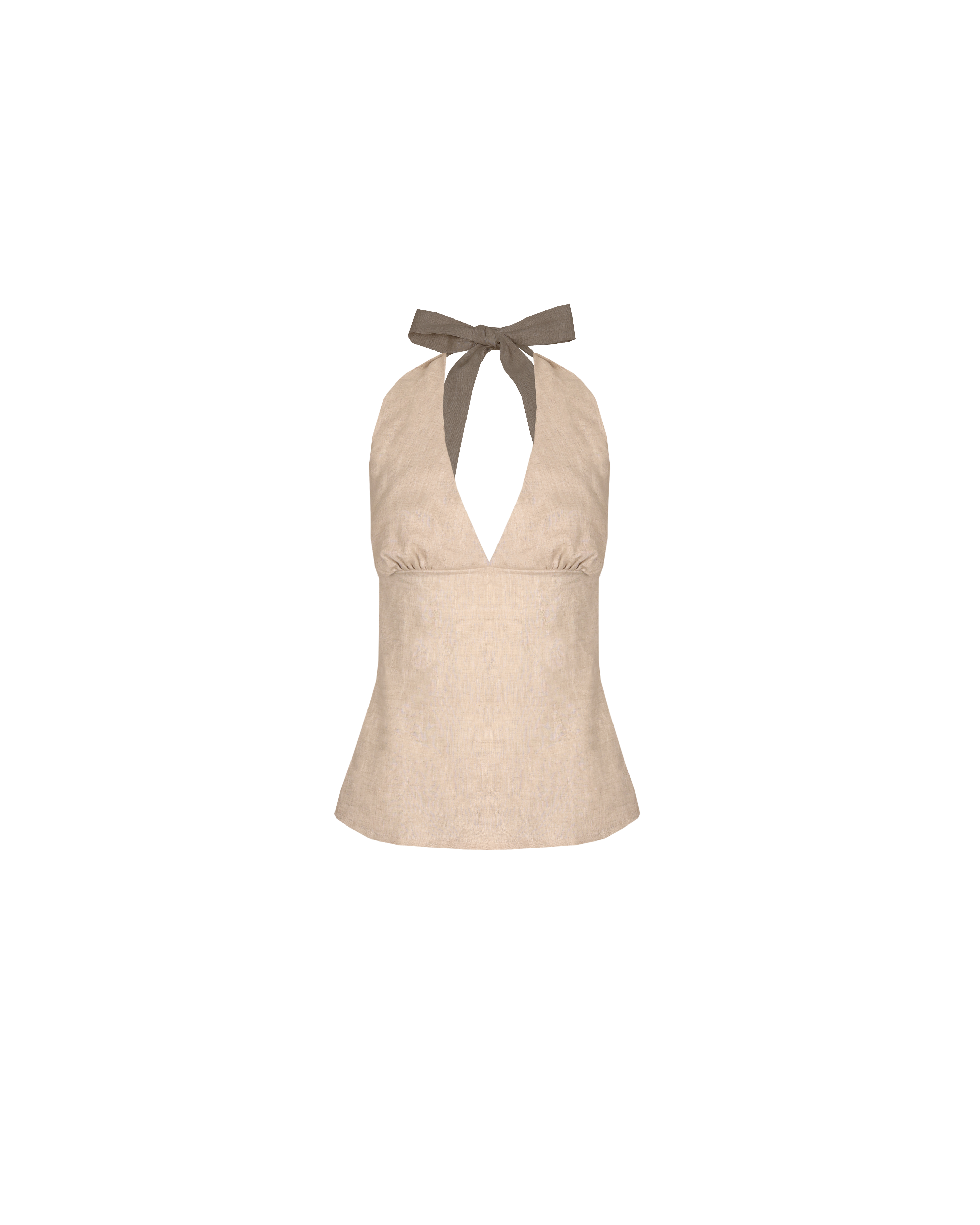 SASHA LINEN HALTER TOP NATURAL | RUBY