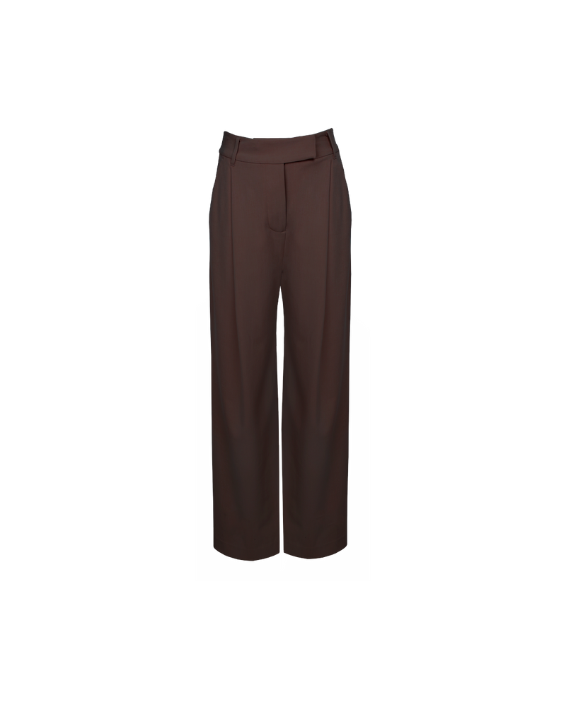 RUE TROUSER JAVA | Straight-leg mid-waist suit trouser with a flat waistband and belt loops. These pants are versatile in that they can be worn casual with a baby tee, or formal with the...