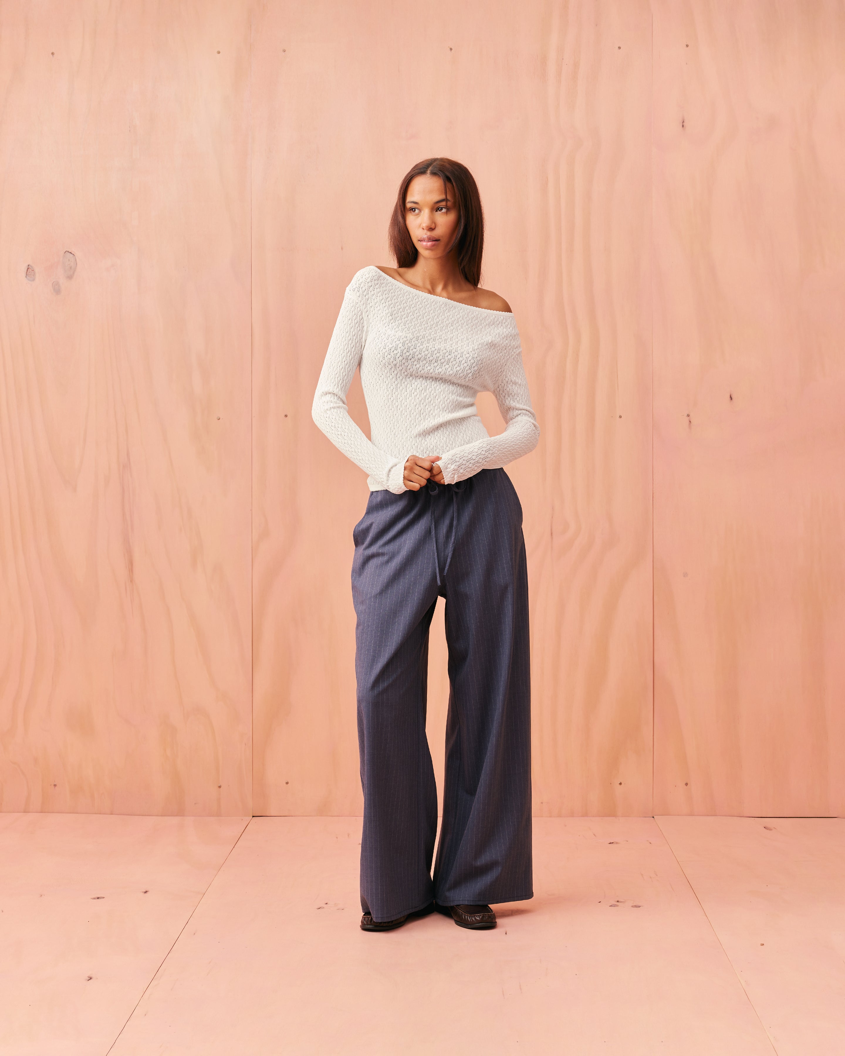 ANDIE SUIT PANT DENIM PINSTRIPE | RUBY