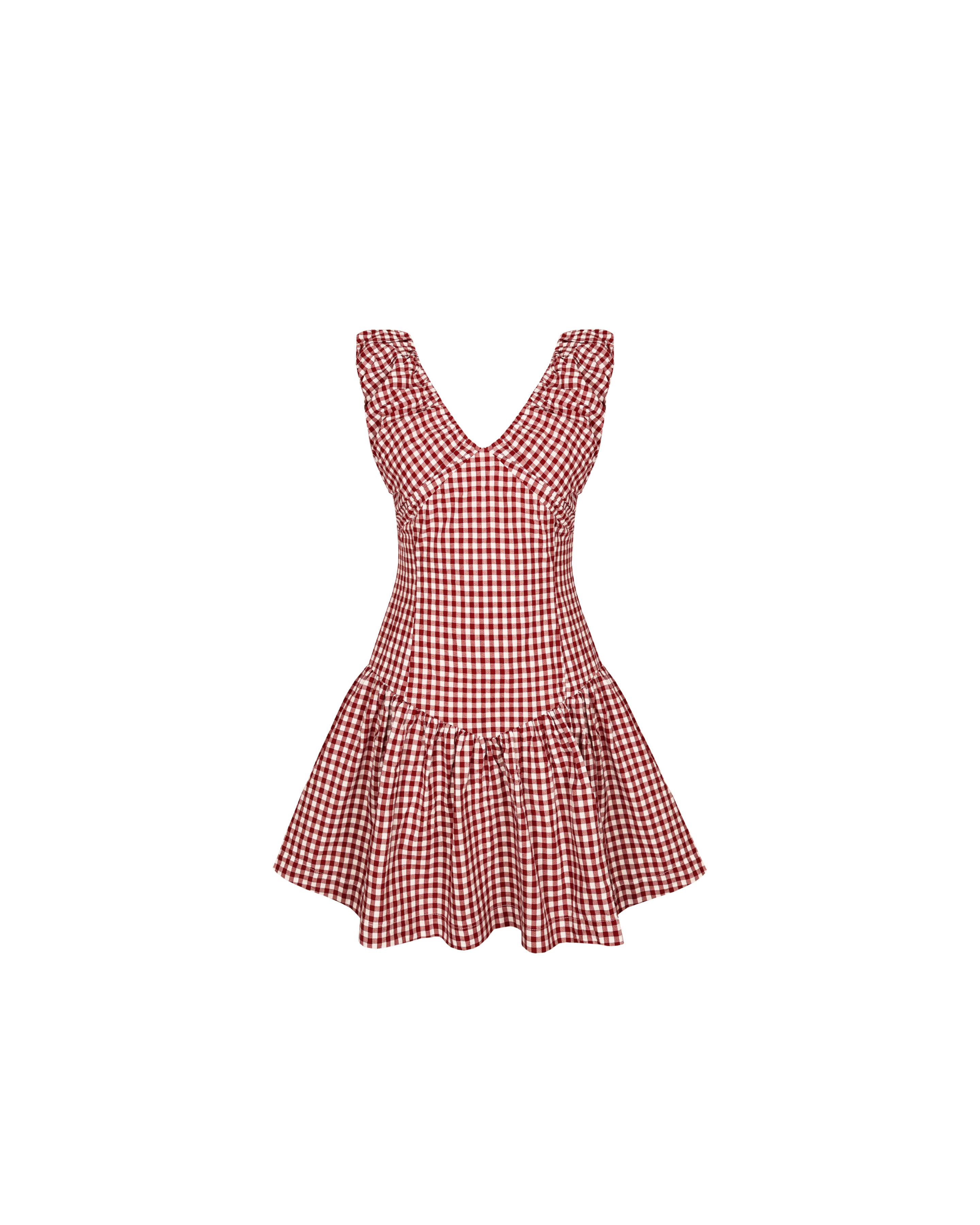 strapless open back dress PREORDER Espinela Dress in Cherry Gingham main image 1