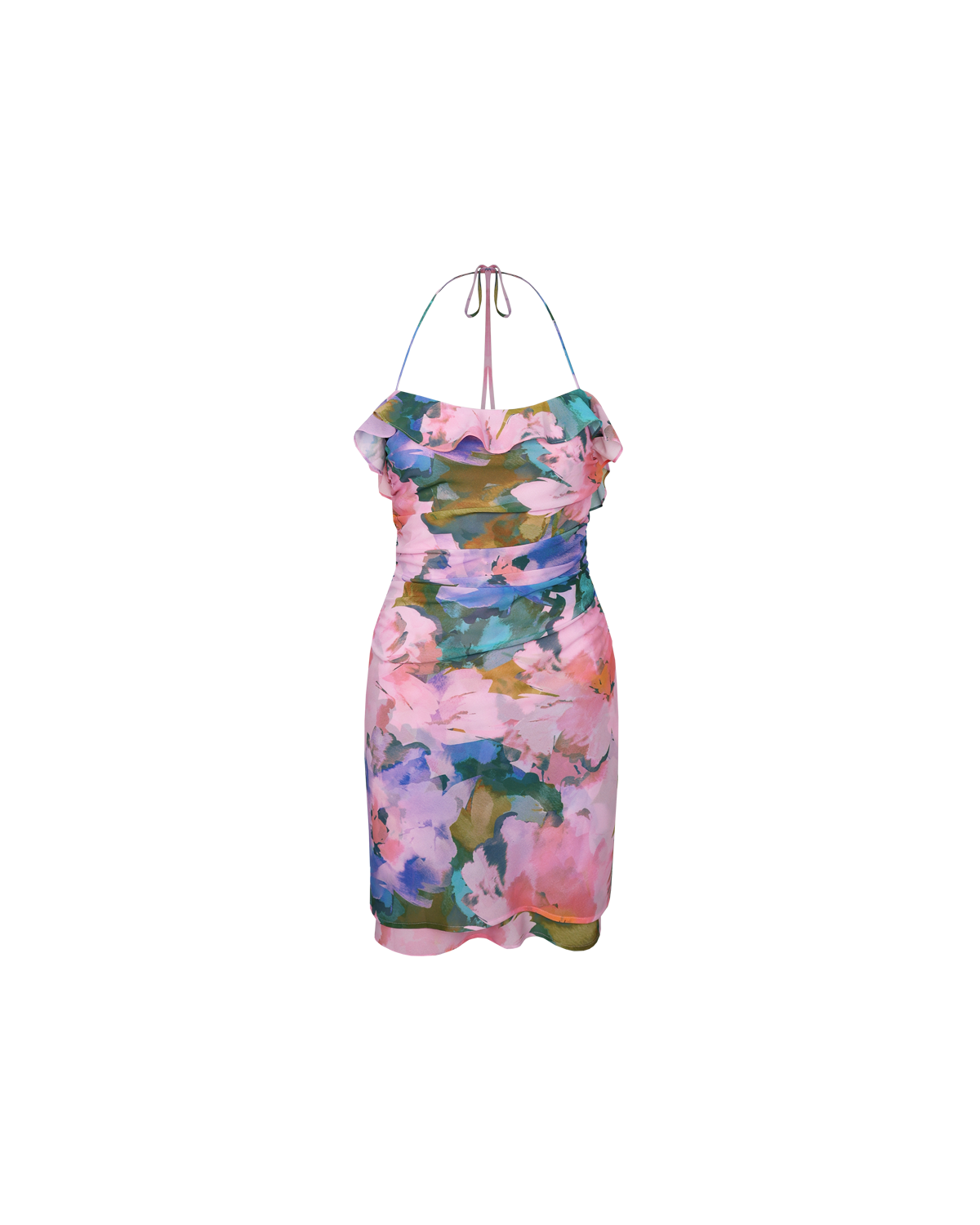 SENSE RUFFLE MINI DRESS DREAM FLORAL RUBY