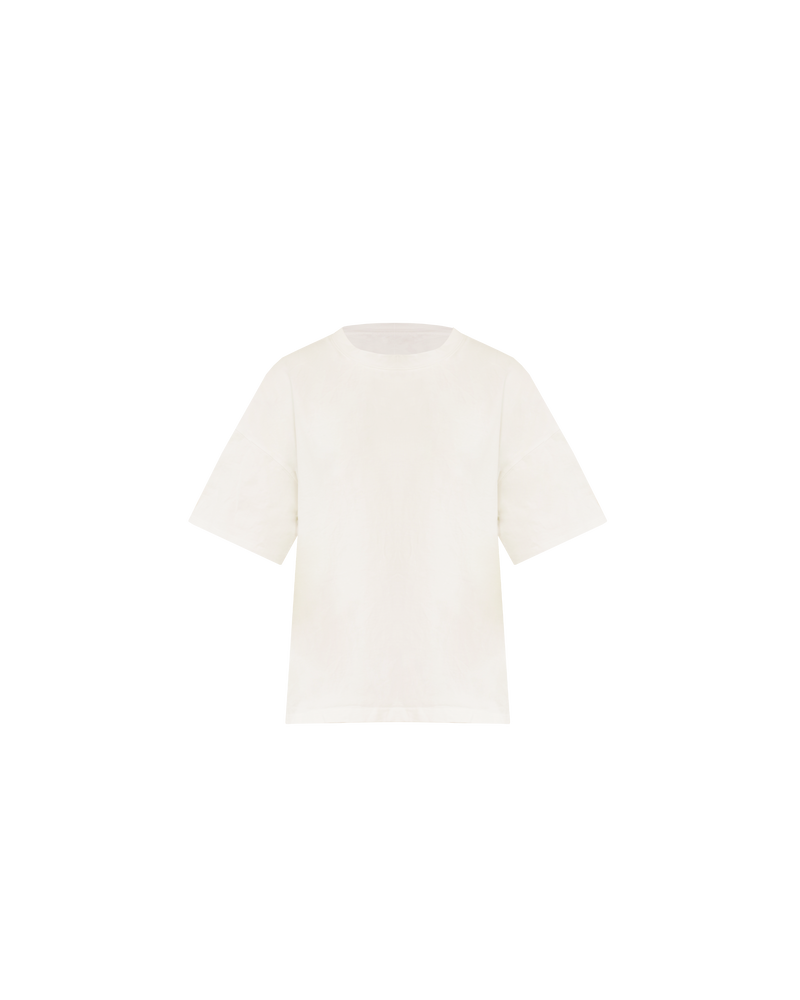 VANILLA T-SHIRT CREAM | This tee will fast become your go-to, with its boxy-fit and on the hip length. Designed in a super soft brushed cotton knit.
