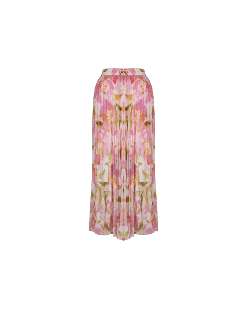 MORGAN PLEAT SKIRT BALLET FLORAL | Double-lined pleated skirt with an elastic waistband. Sure to make a subtle statement, the pleats of this piece create movement with every stride as though you are walking on air.