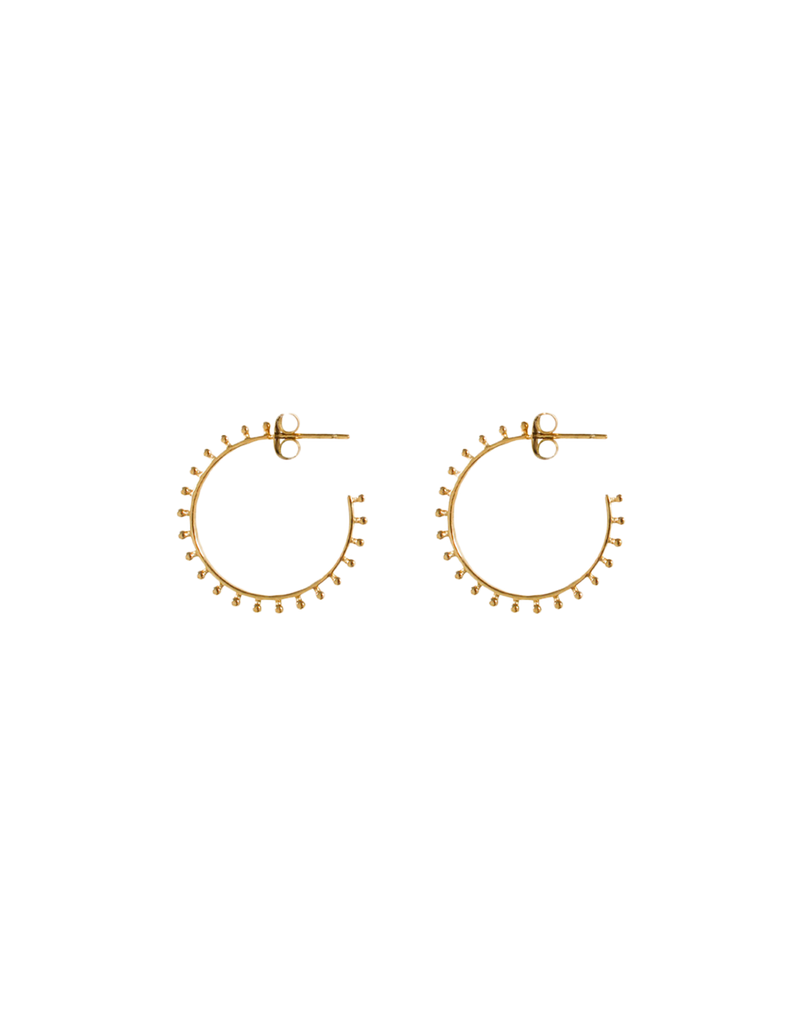 DOT HOOP GOLD | The Dot Hoop is a delicate sleeper style earring. It features a dot detail and butterfly closure at the back.