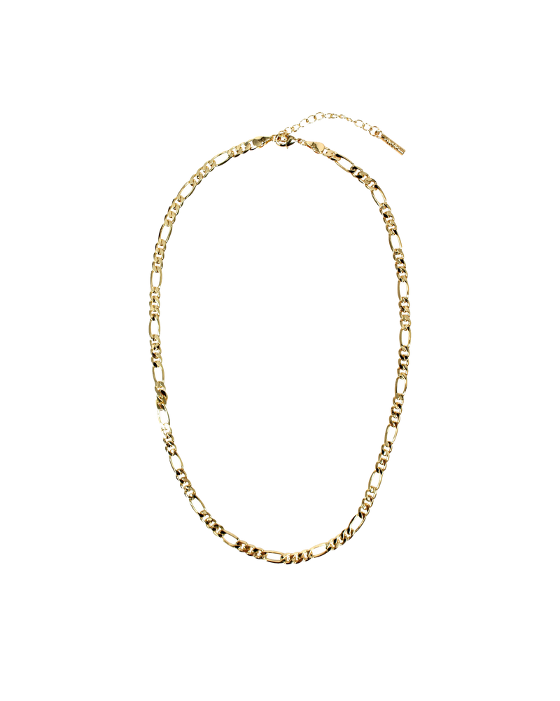 FIGARO NECKLACE GOLD | The Figaro Bracelet is a classic 90's necklace. The slim interlocking chain makes it versatile for wearing alone or layering with other necklaces.