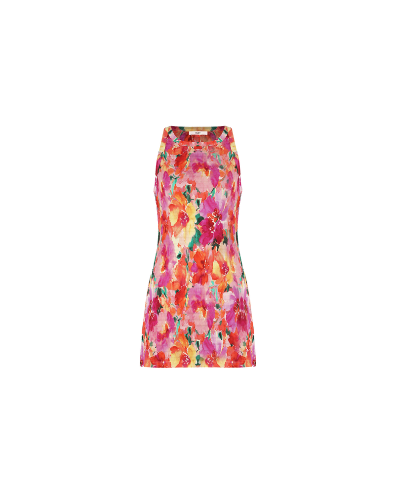 KATA CRINKLE MINIDRESS FLORAL | Tank style minidress designed in vibrant crinkle floral fabric. This dress slightly A-line in shape, creating a soft floaty look which compliments the floral print.