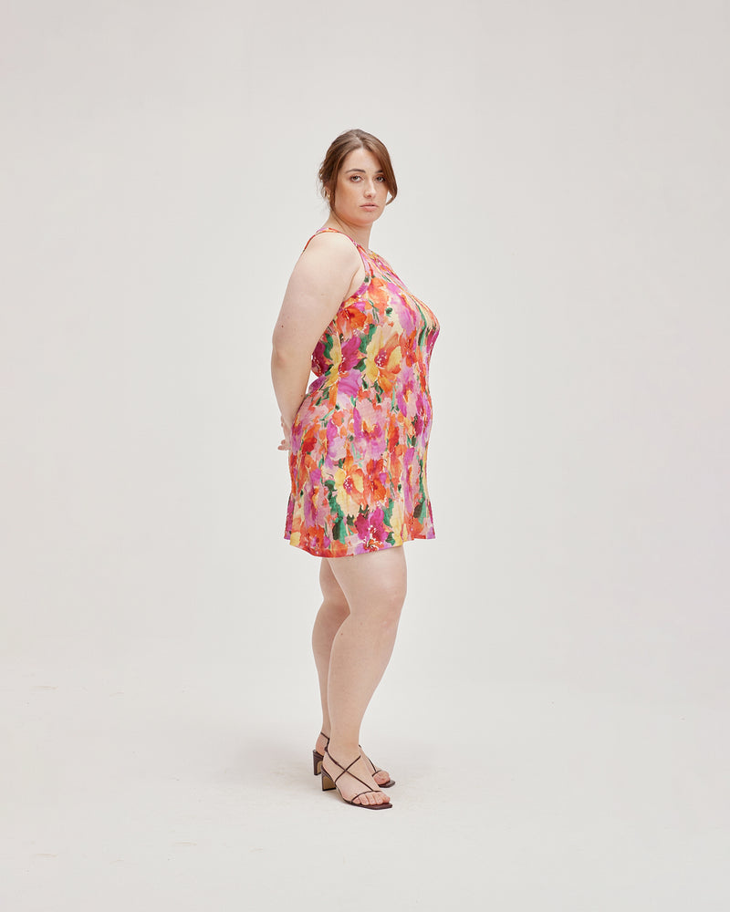 KATA CRINKLE MINIDRESS FLORAL | Tank style minidress designed in vibrant crinkle floral fabric. This dress slightly A-line in shape, creating a soft floaty look which compliments the floral print.