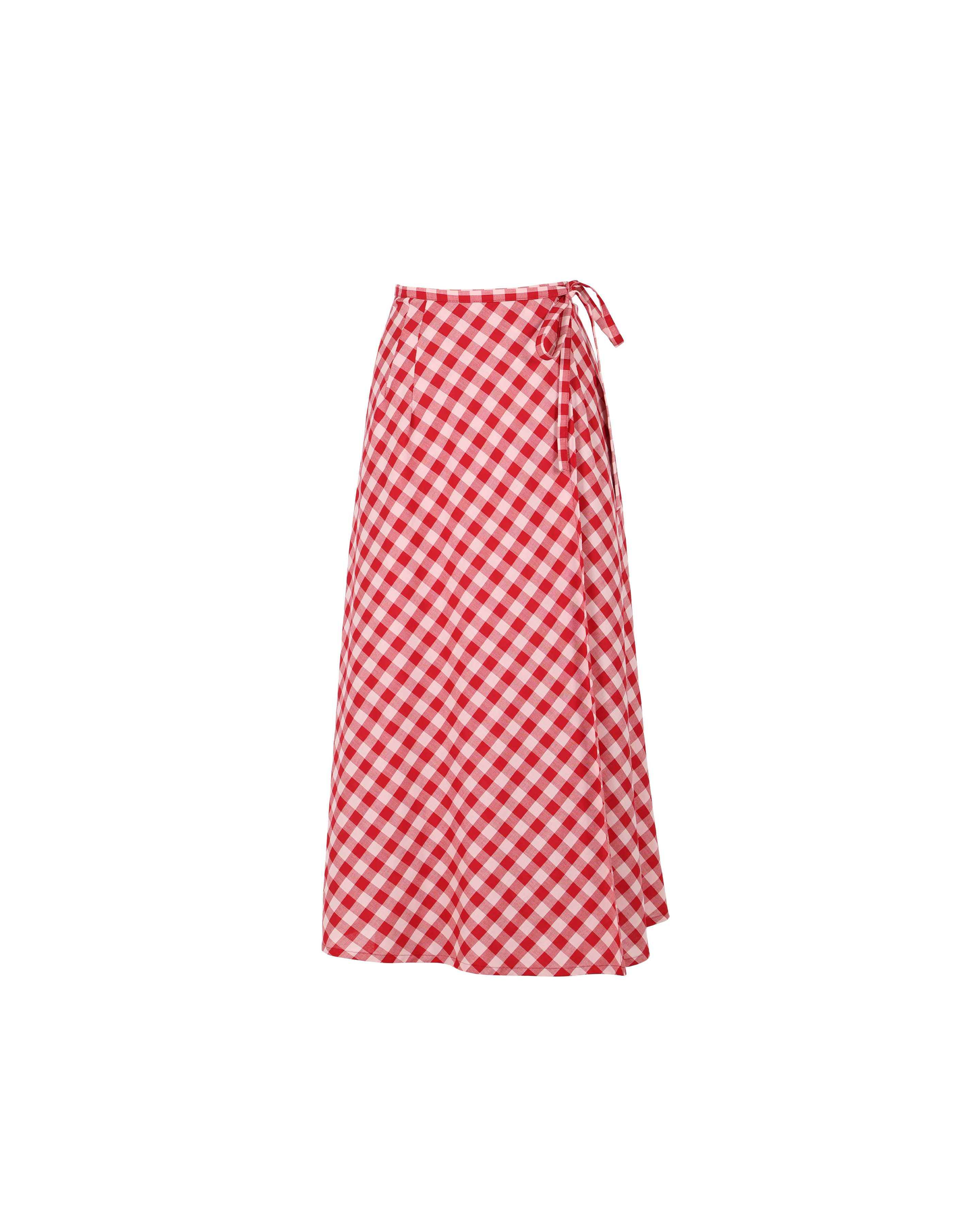 DARCY GINGHAM MIDI SKIRT RED GINGHAM RUBY