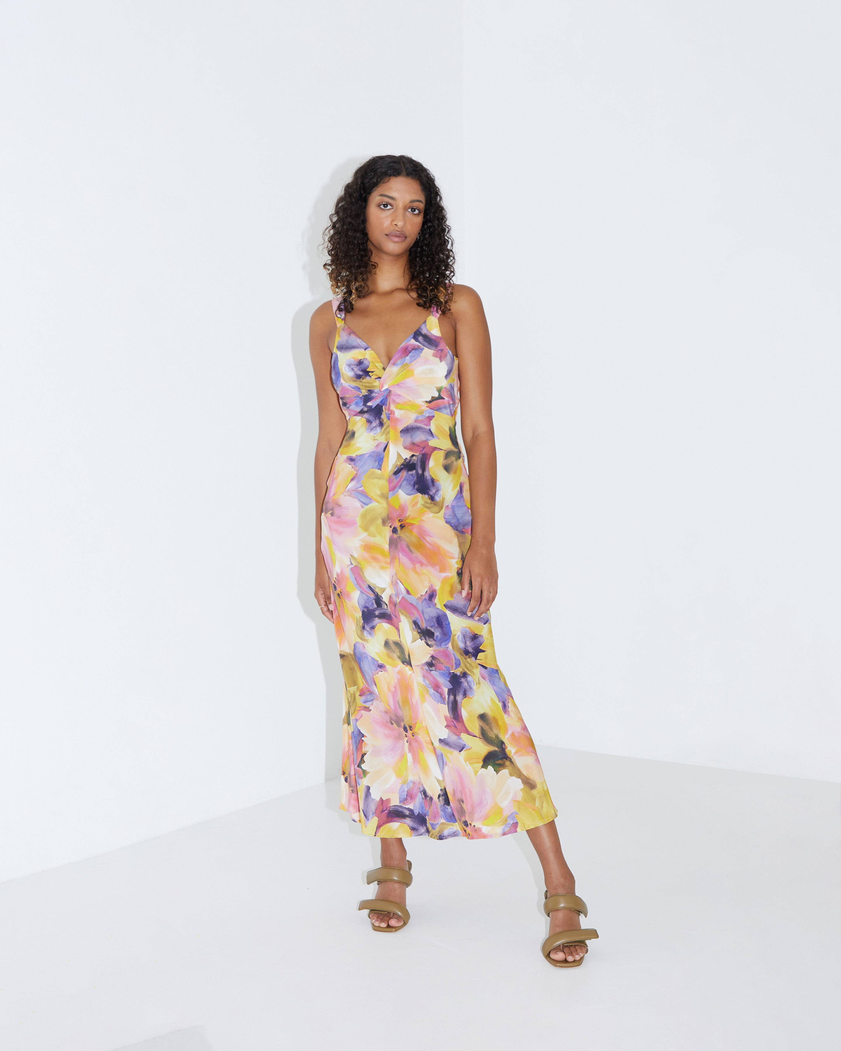 Midi floral hot sale slip dress