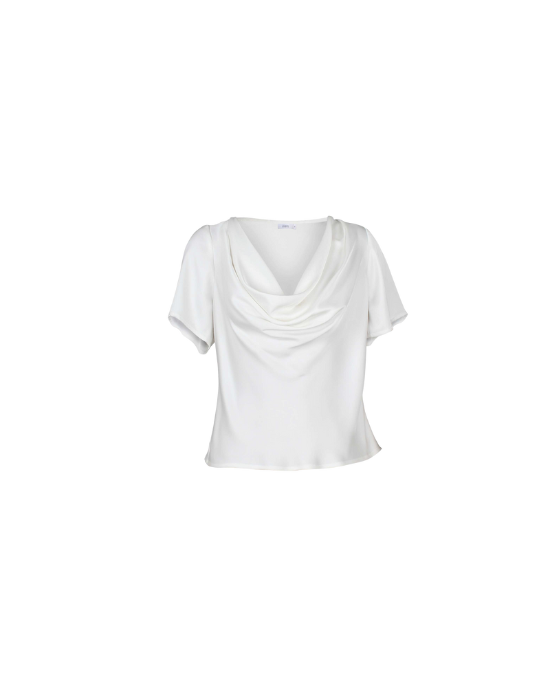 COTERIE COWL NECK TOP IVORY | The Coterie Cowl Neck Top is a relaxed fitting blouse. It features short batwing sleeves and a cowl neckline.