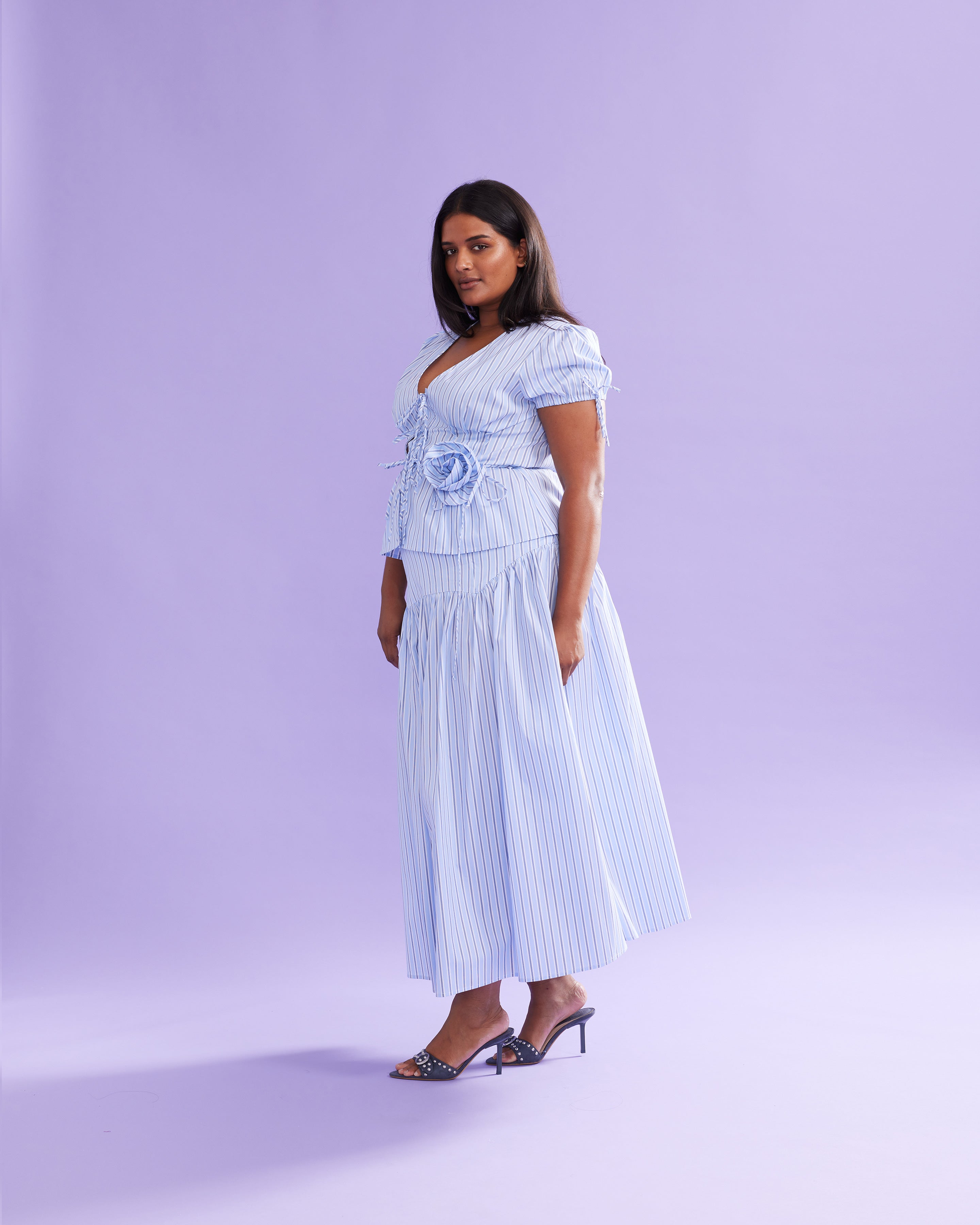 SIMONA BLOUSE BLUE SKY STRIPE | RUBY