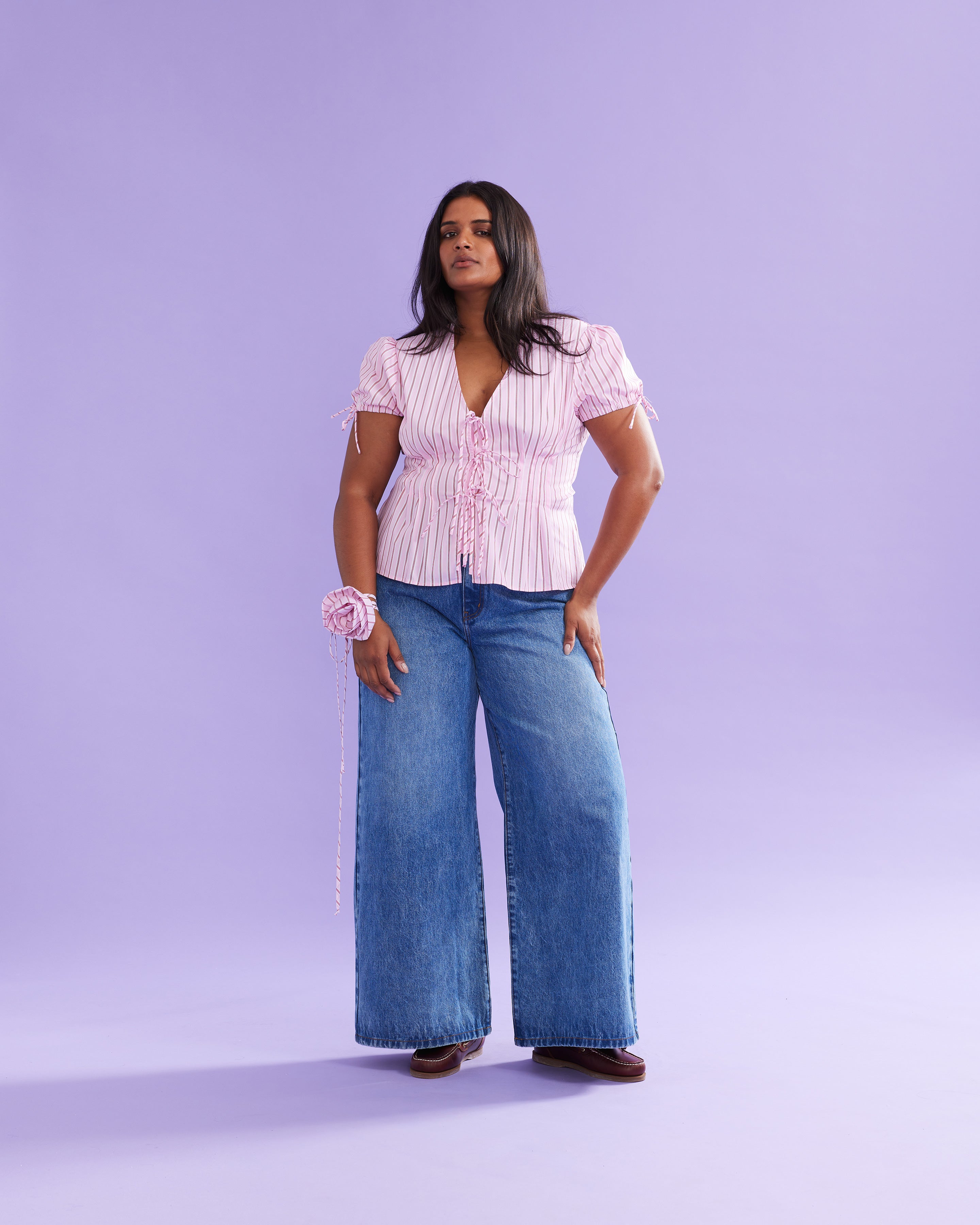 SIMONA BLOUSE PINK RED STRIPE | RUBY