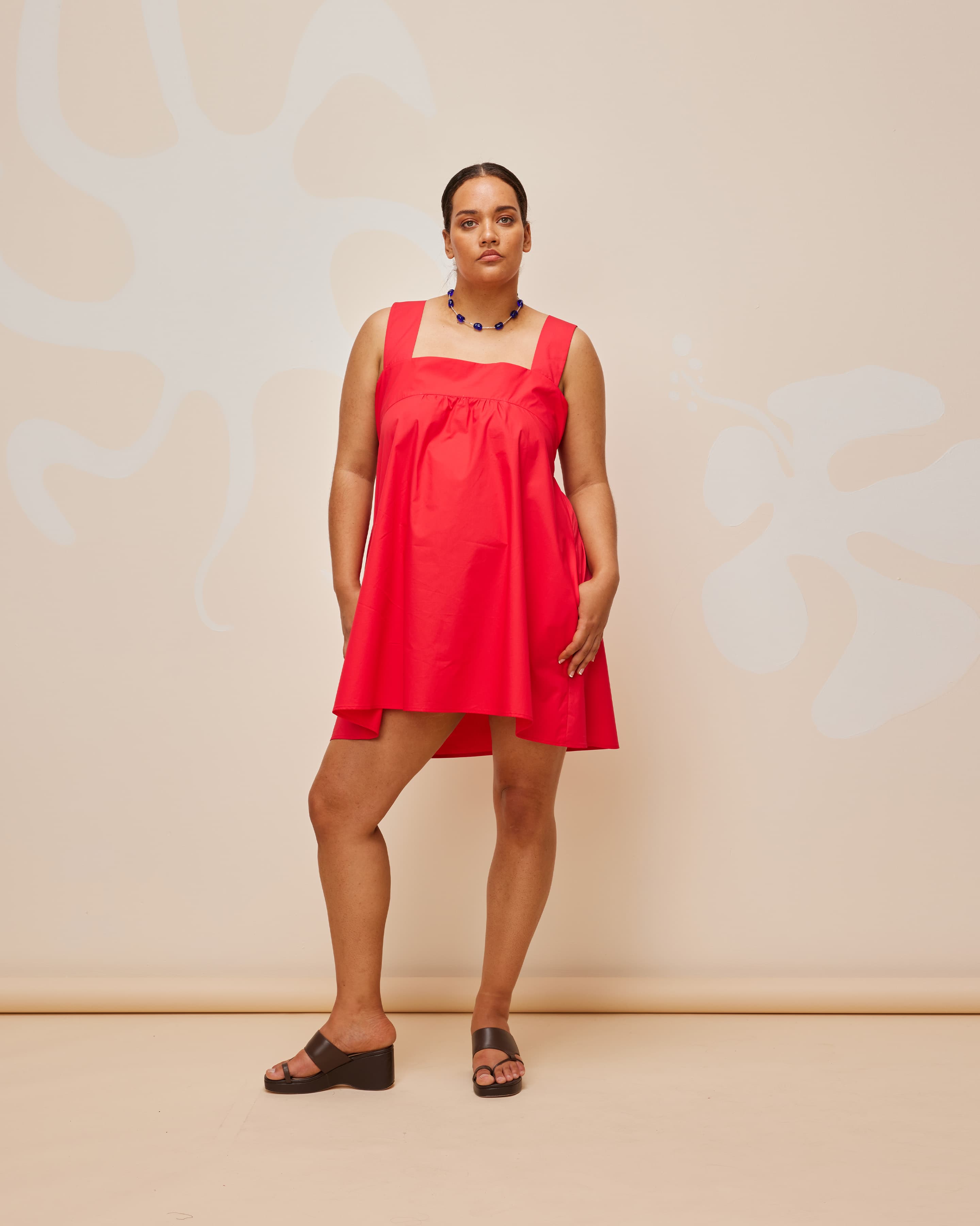 MARGIE TIE MINI DRESS CHERRY RUBY
