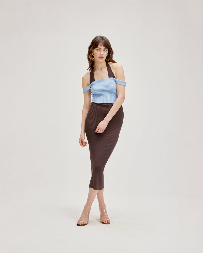 CADILLAC CROP LIGHT BLUE | Sleeveless crop top with a square neckline, made in a medium weight rib knit with stretch. A piece made for versatility, this top is both cute enough to go out...