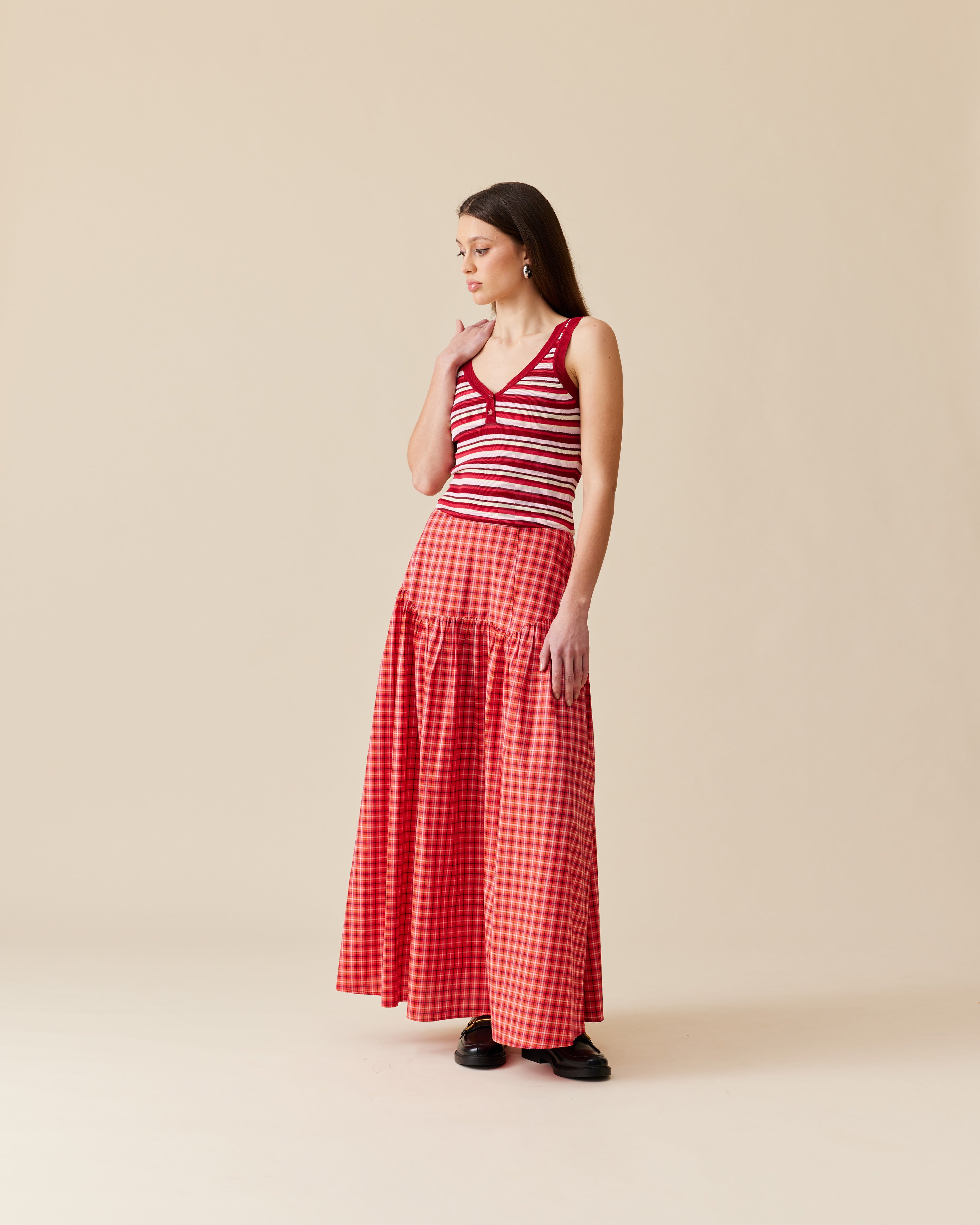 TRULLI SKIRT RED TARTAN RUBY