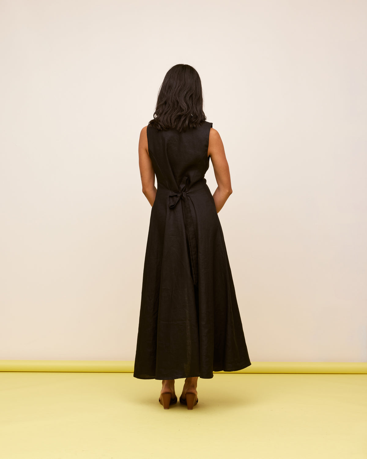 linen dresses aliexpress black ALIZA LINEN DRESS BLACK