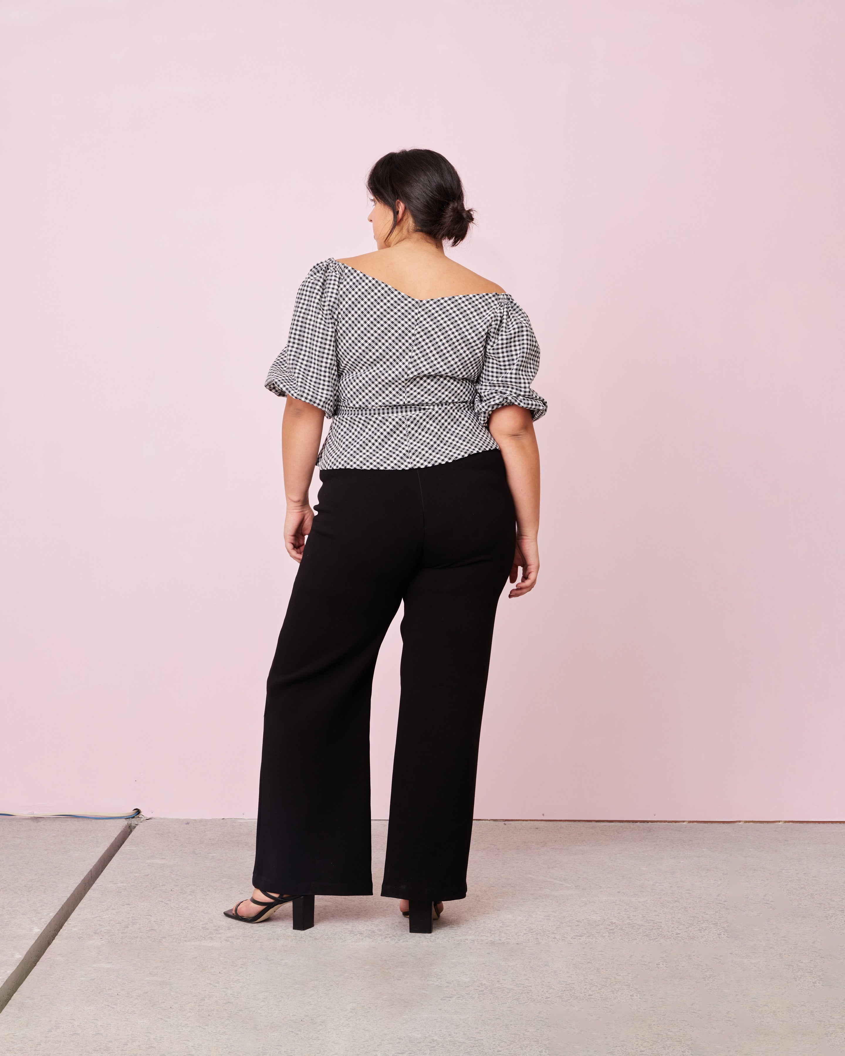 GEN GINGHAM TOP BLACK GINGHAM | RUBY
