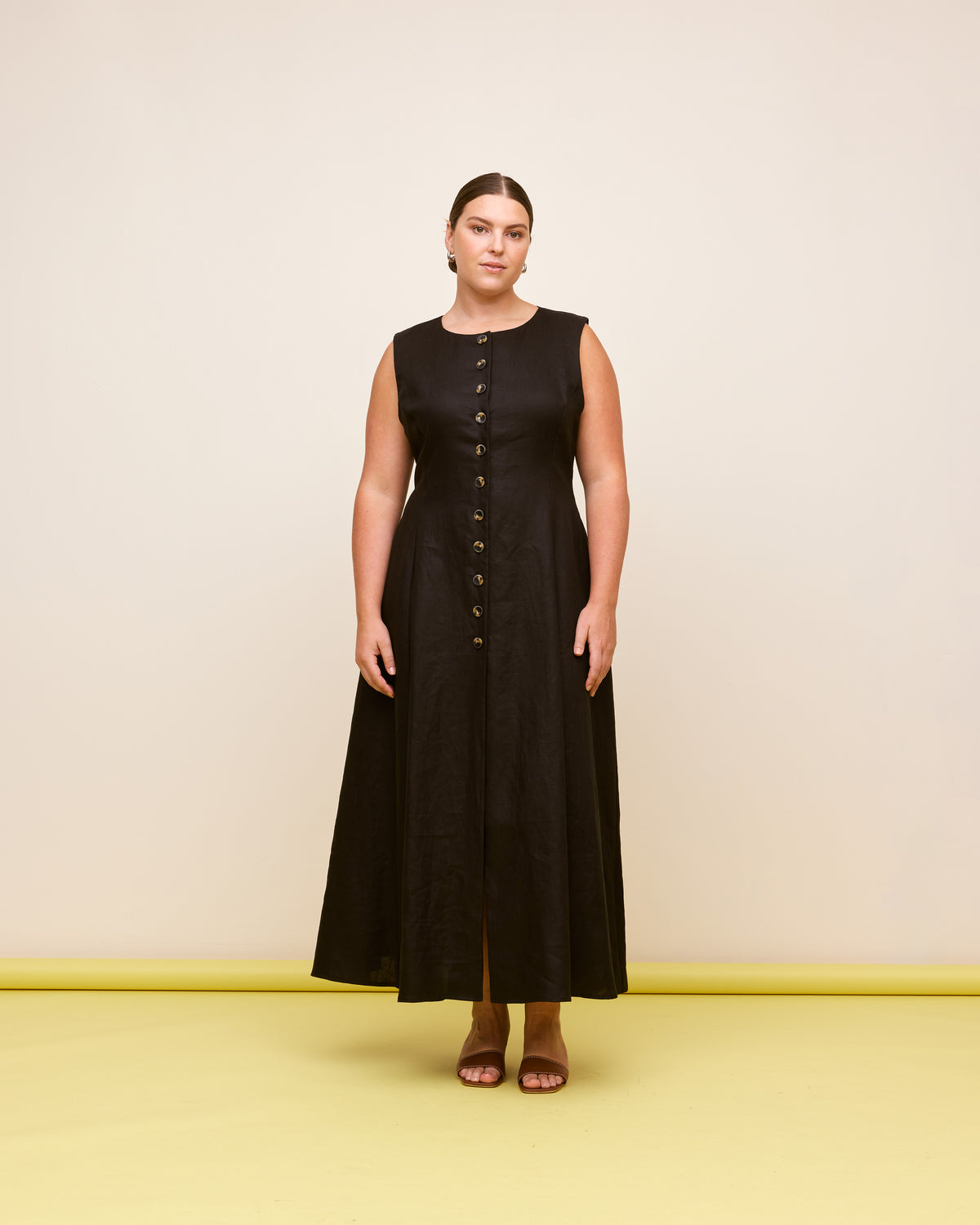 linen dresses aliexpress black ALIZA LINEN DRESS BLACK