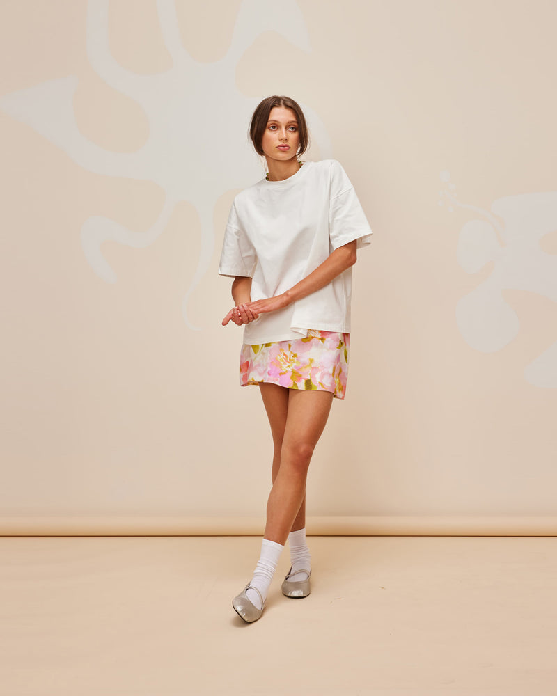 MORGAN LINEN MINI SKIRT BALLET FLORAL | A-line shape mini skirt designed in a mid-weight linen designed in our RUBY Ballet Floral print. This skirt is the perfect summer staple with a tank or tee.